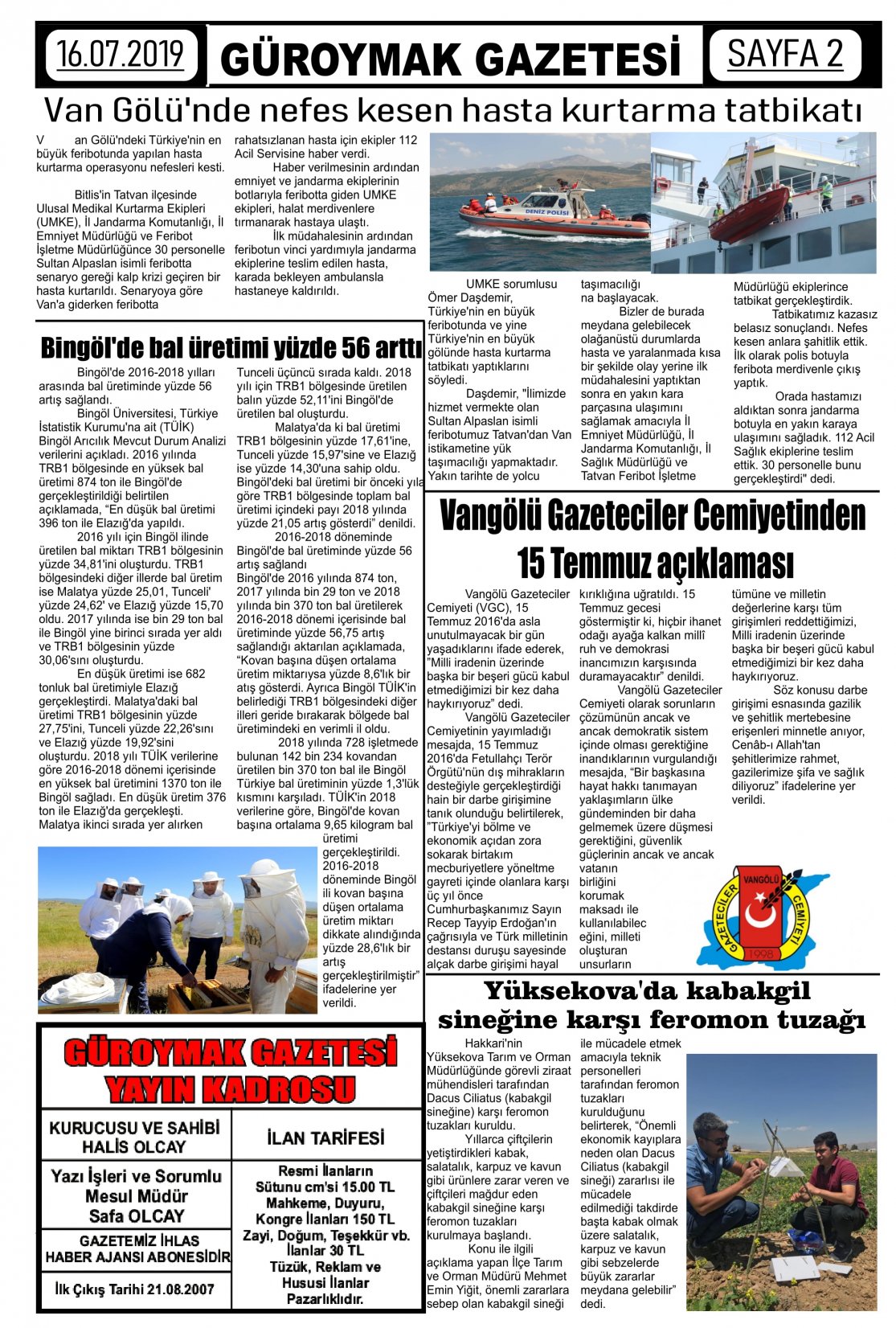 Güroymak Gazetesi  Sayılı Gazete Küpürü