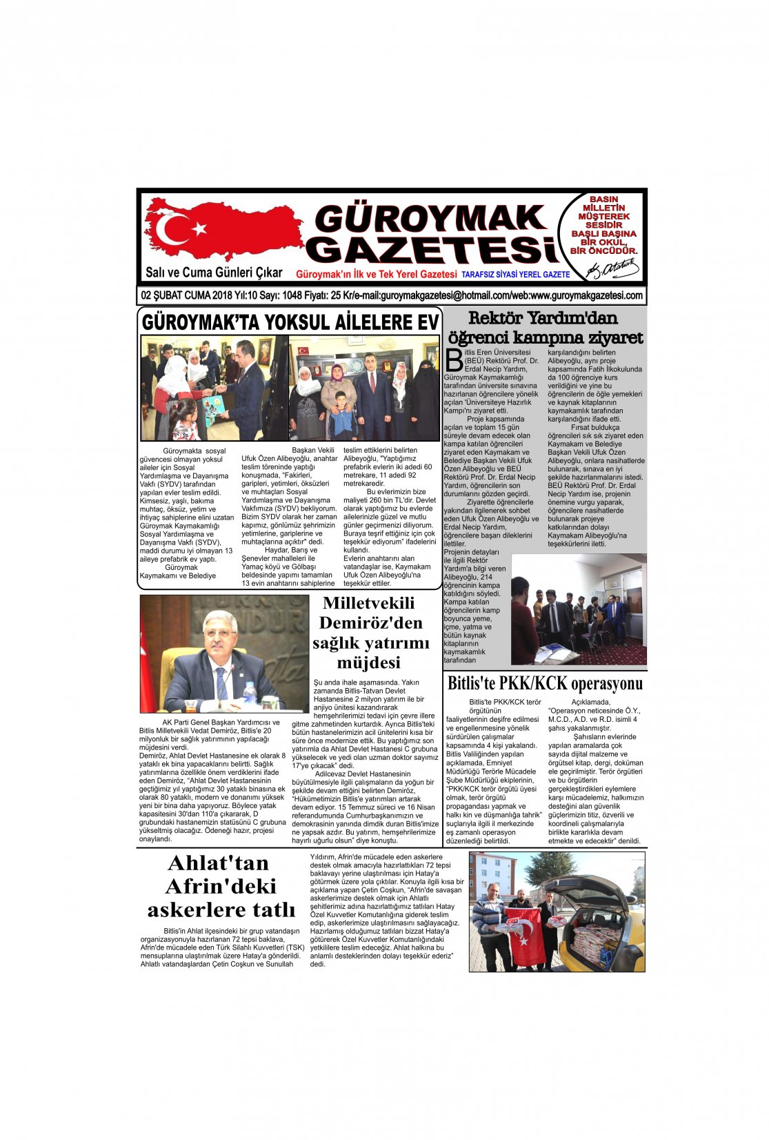 Güroymak Gazetesi 1-1.jpg Sayılı Gazete Küpürü
