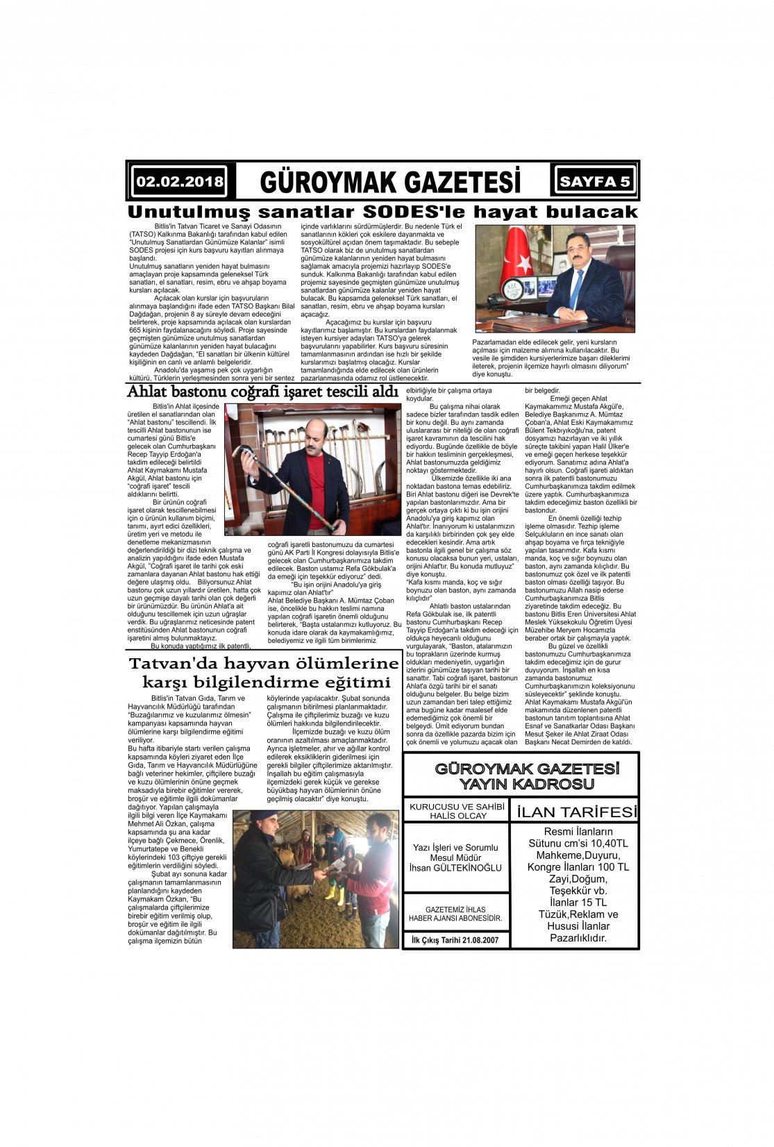Güroymak Gazetesi 5-1.jpg Sayılı Gazete Küpürü