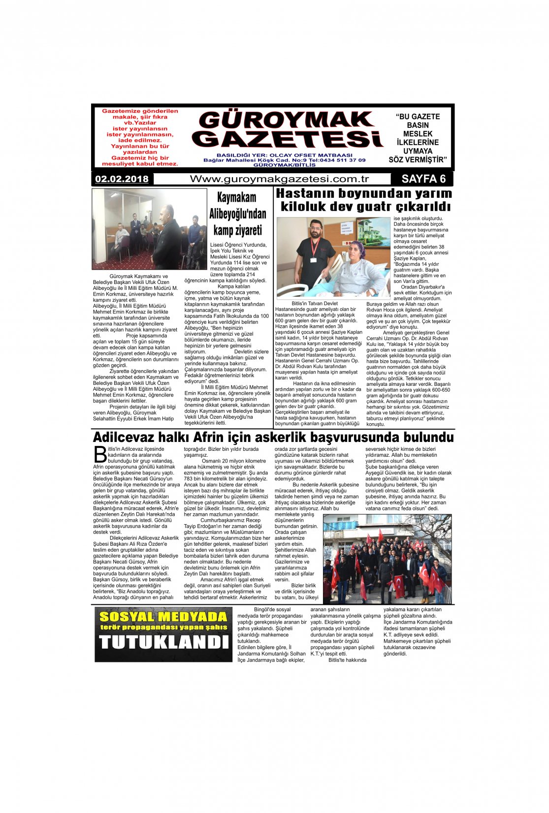 Güroymak Gazetesi 6-1.jpg Sayılı Gazete Küpürü