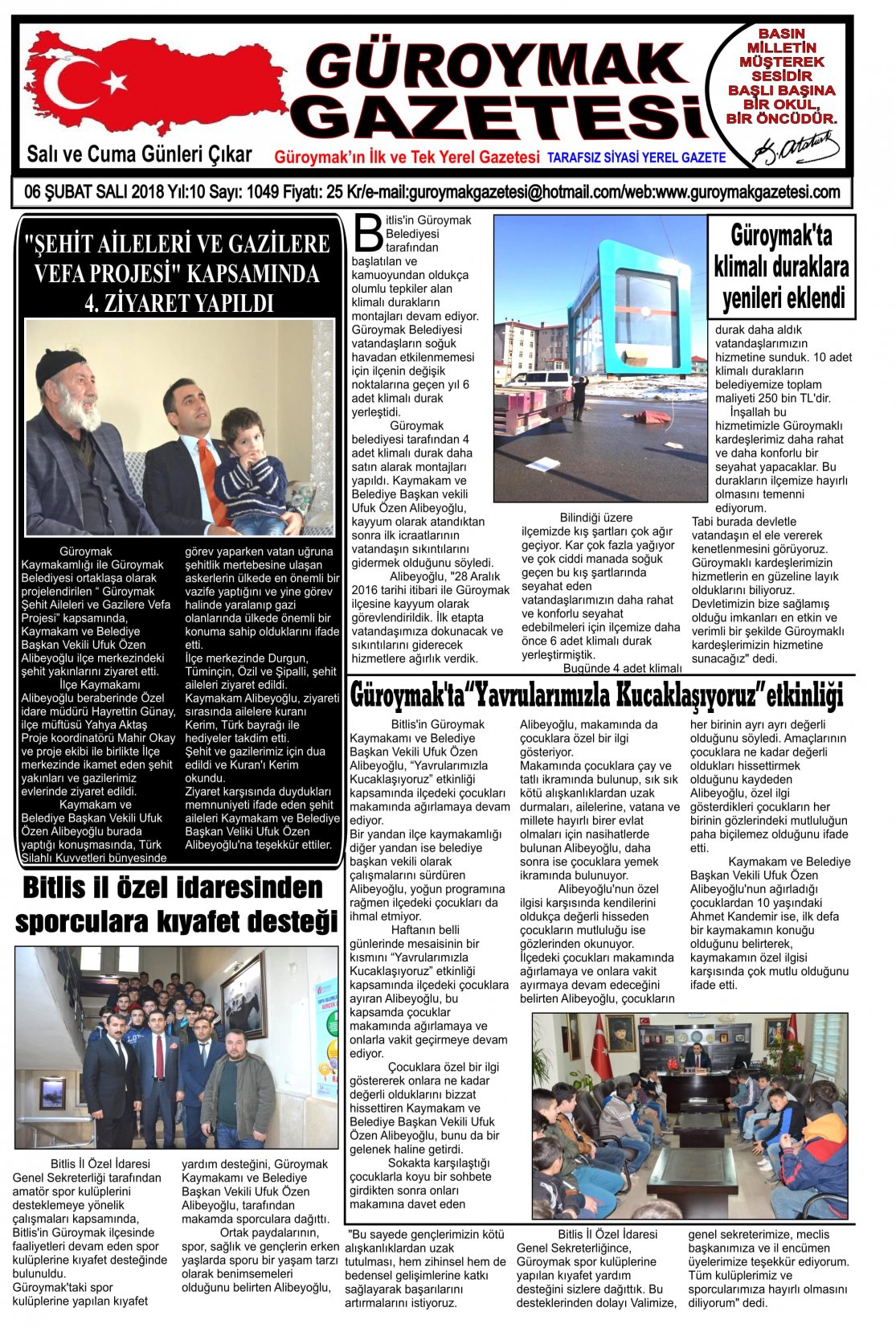 Güroymak Gazetesi 1.jpg Sayılı Gazete Küpürü