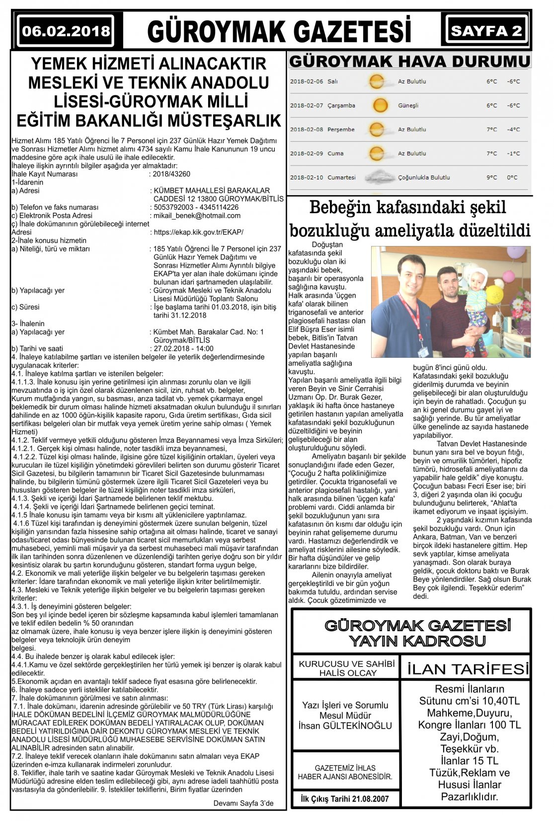 Güroymak Gazetesi 2.jpg Sayılı Gazete Küpürü