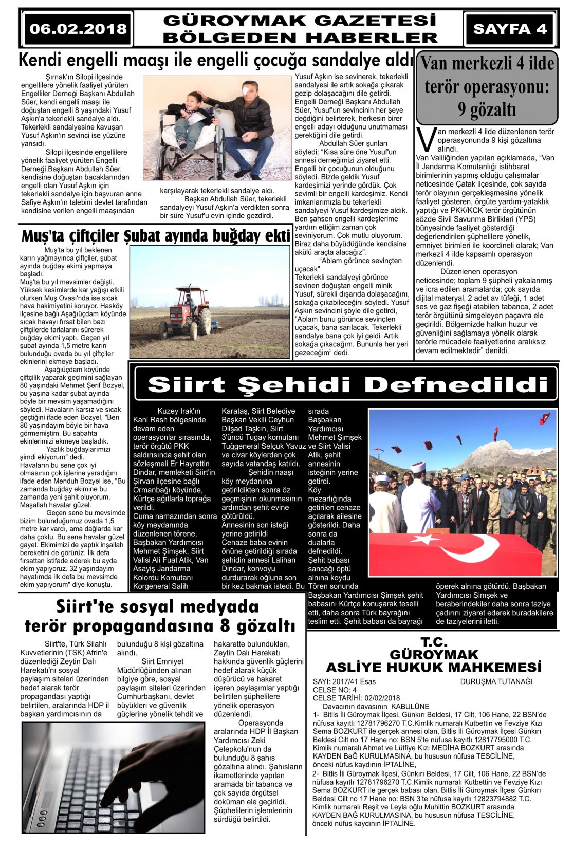 Güroymak Gazetesi 4.jpg Sayılı Gazete Küpürü