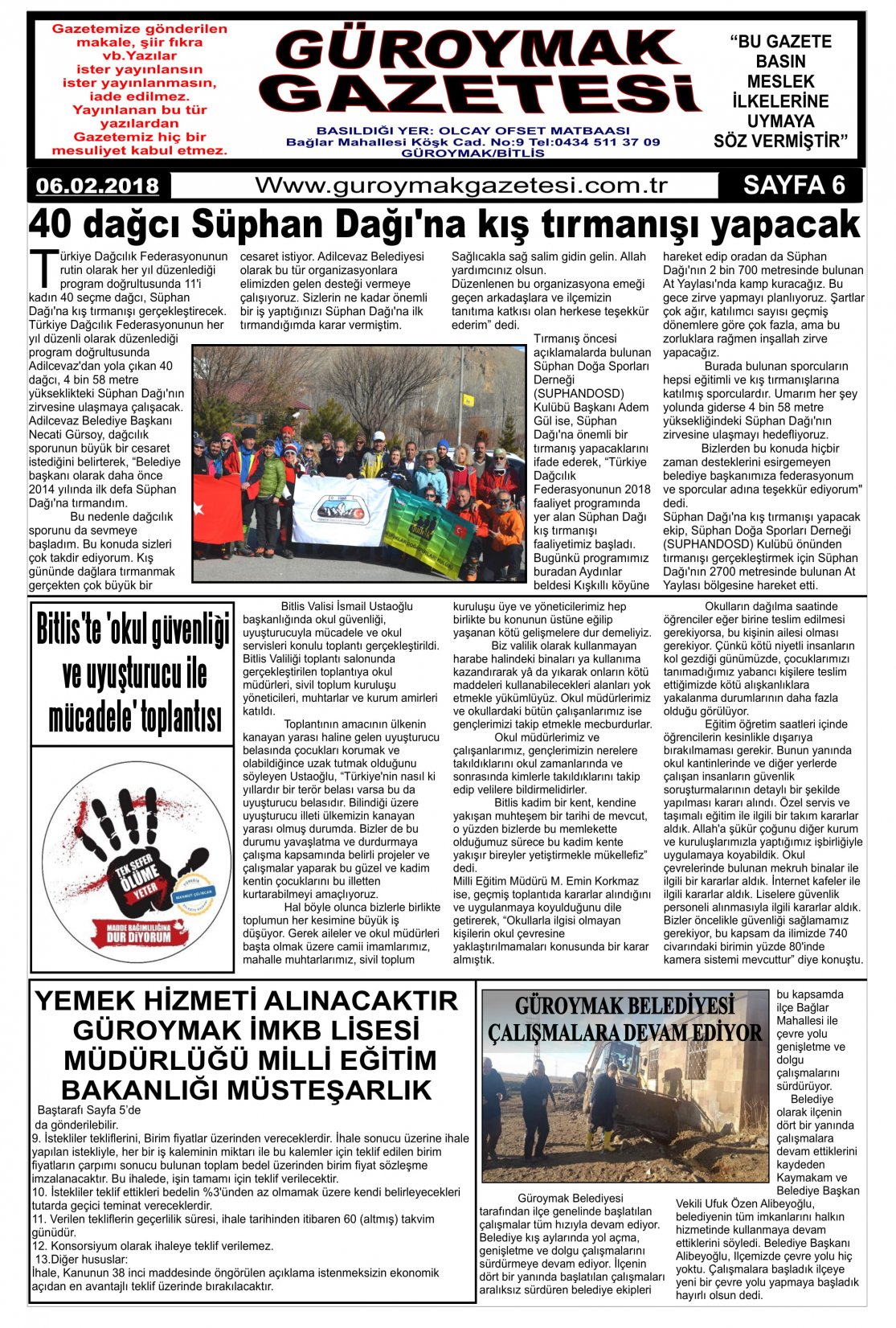 Güroymak Gazetesi 6.jpg Sayılı Gazete Küpürü