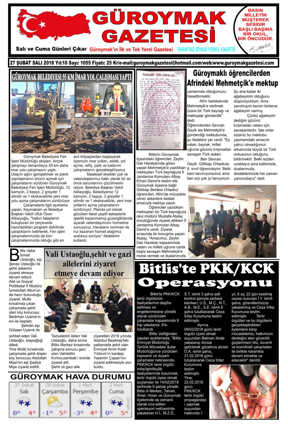Güroymak Gazetesi 1-1.jpg Sayılı Gazete Küpürü