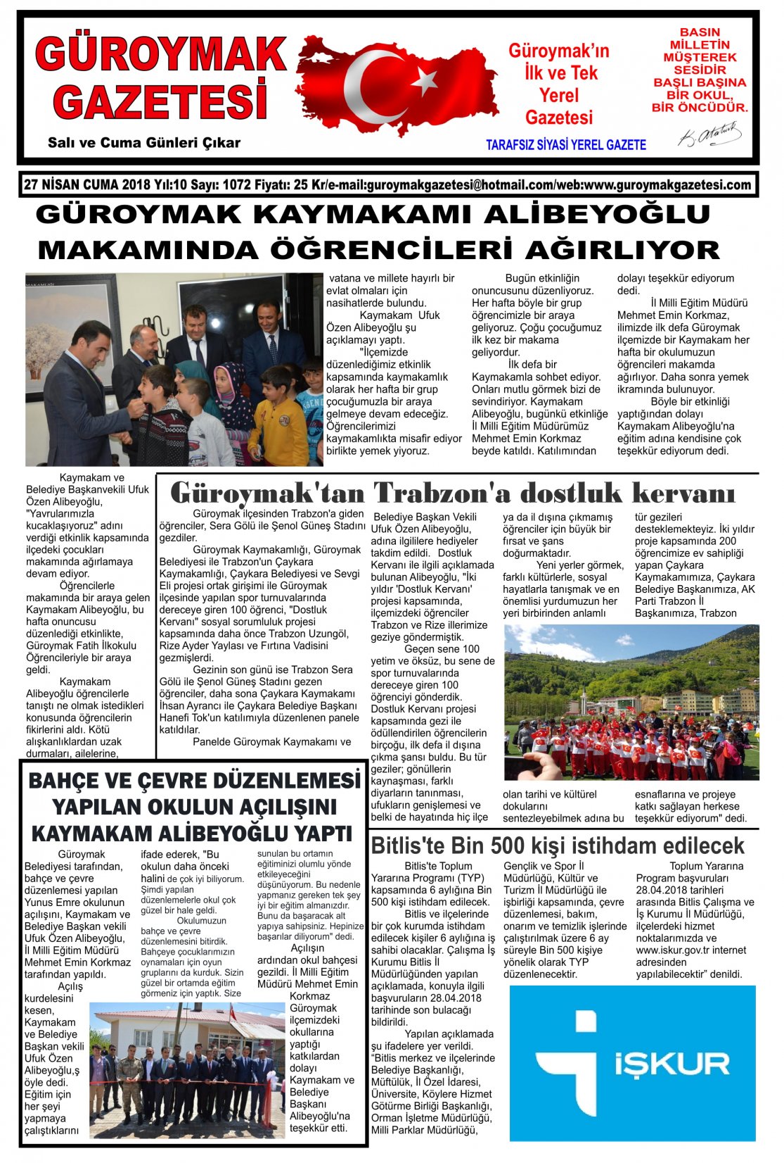 Güroymak Gazetesi 1-01.jpg Sayılı Gazete Küpürü