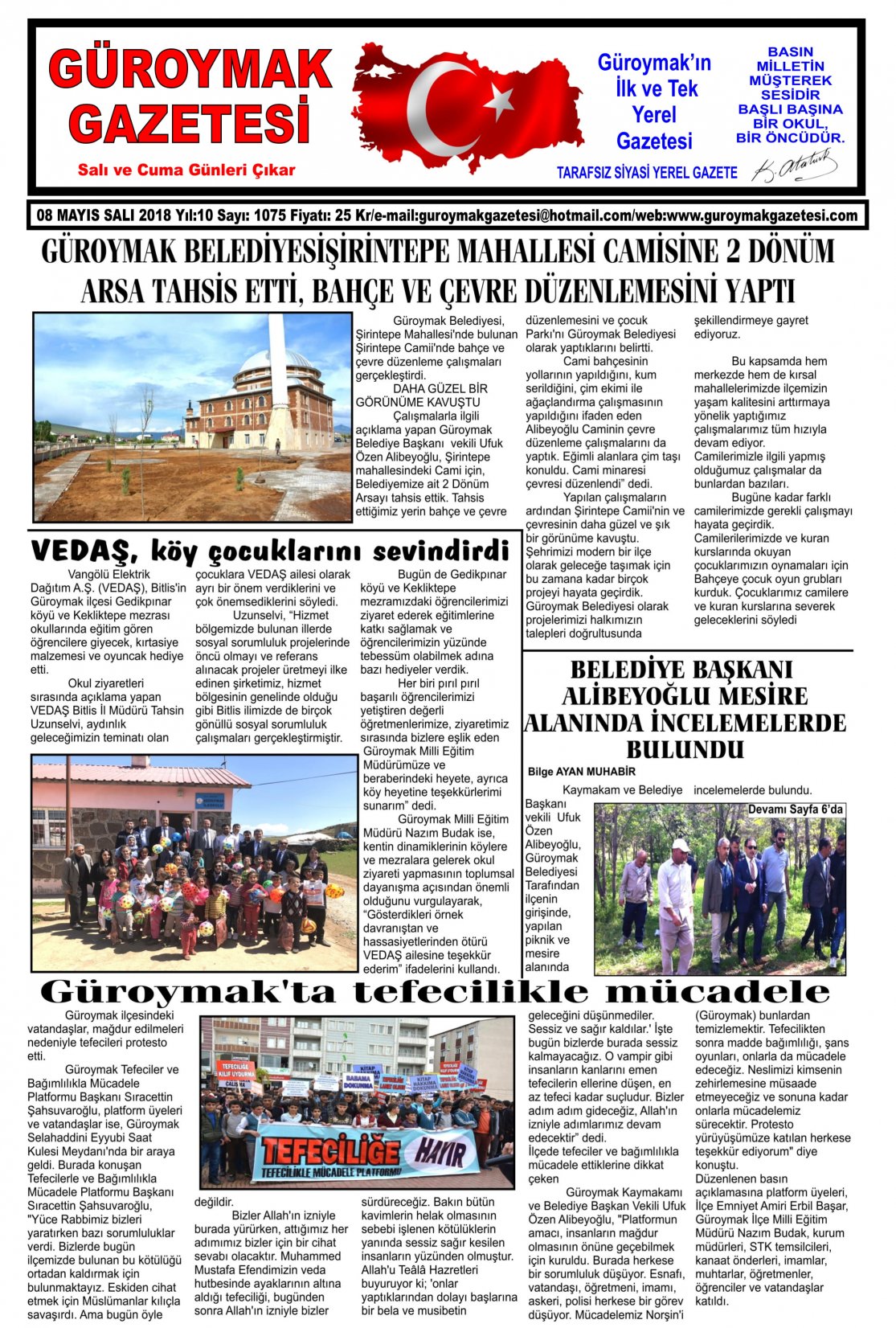 Güroymak Gazetesi 1-1.jpg Sayılı Gazete Küpürü