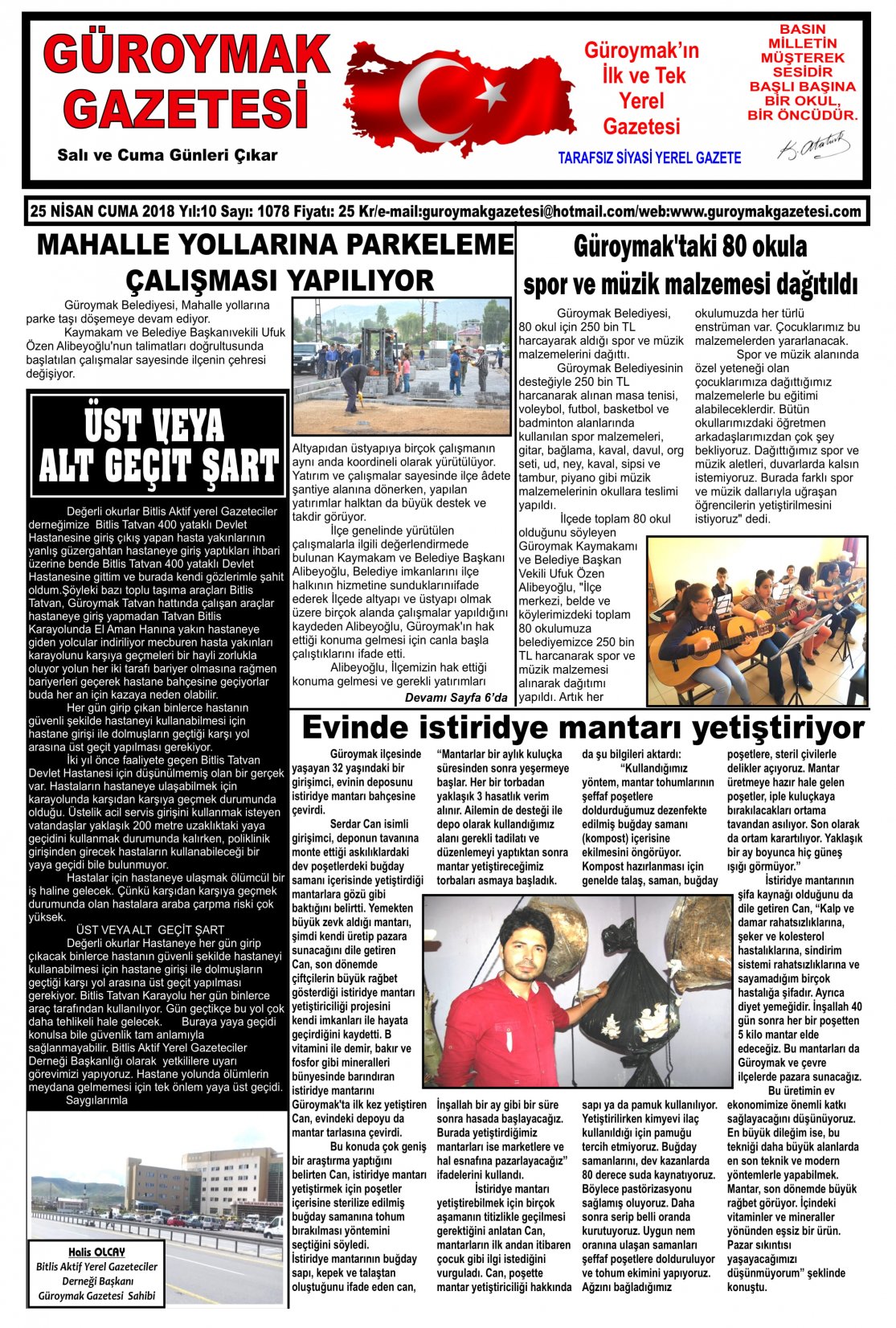 Güroymak Gazetesi 1-01.jpg Sayılı Gazete Küpürü