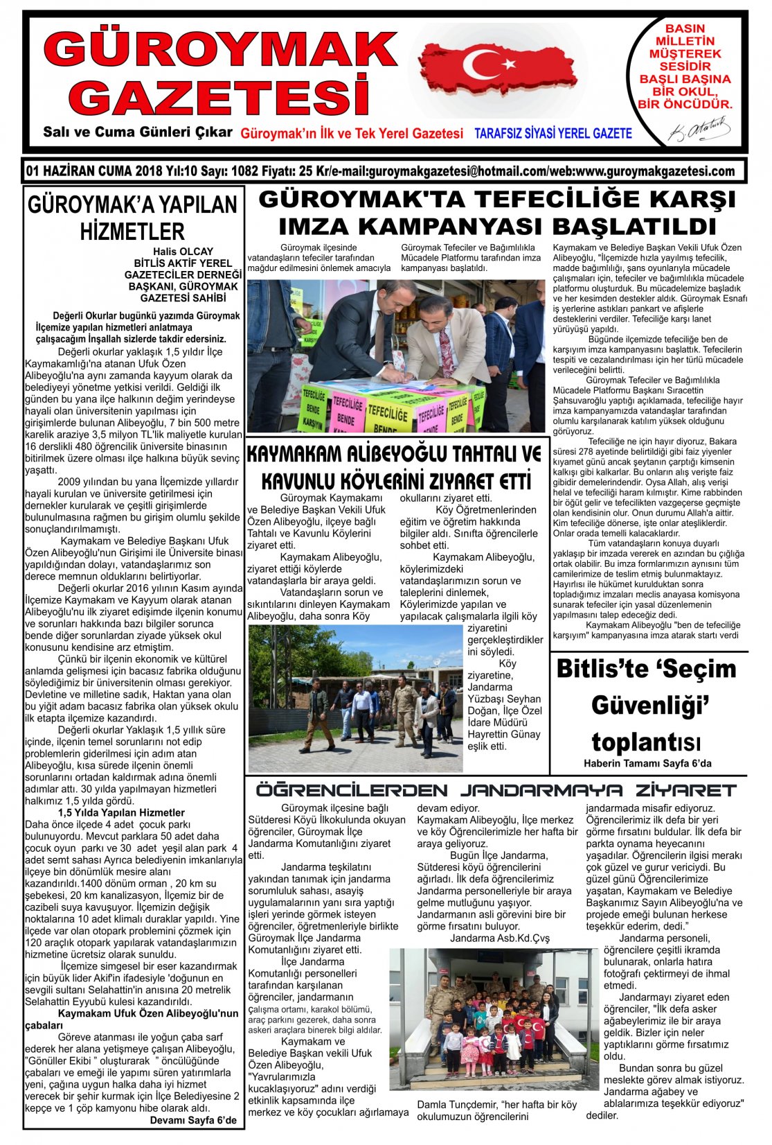 Güroymak Gazetesi 1-1.jpg Sayılı Gazete Küpürü
