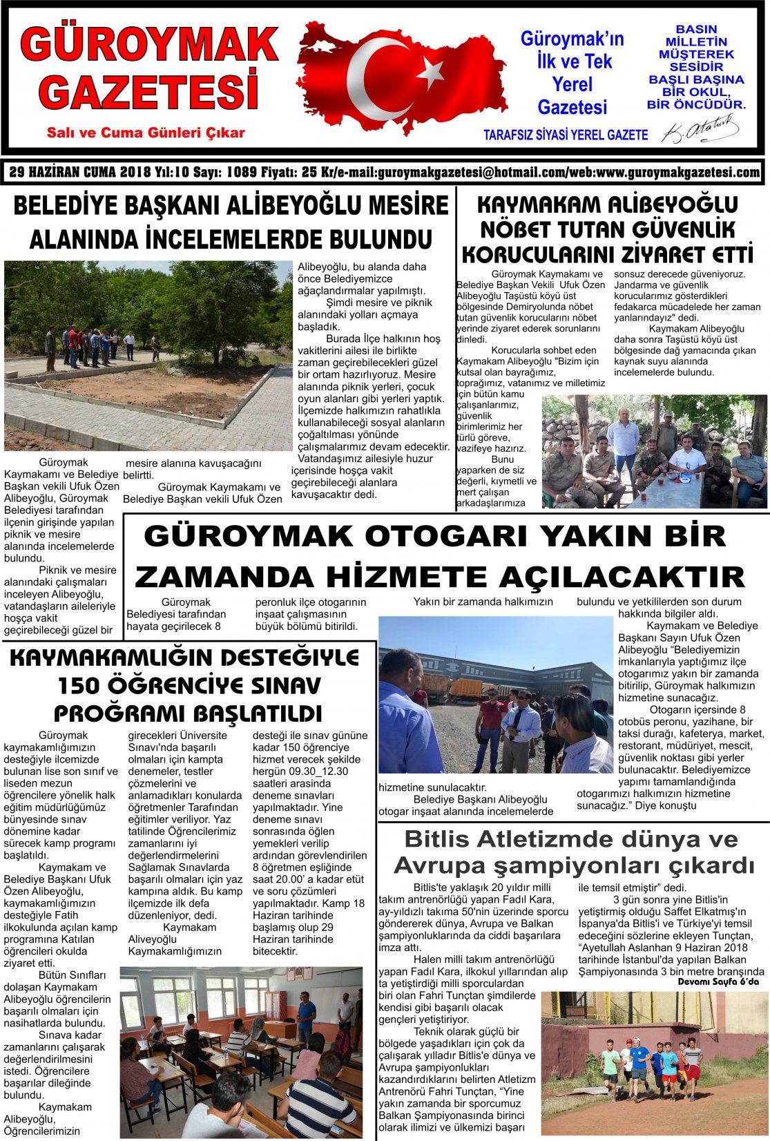 Güroymak Gazetesi 1.jpg Sayılı Gazete Küpürü