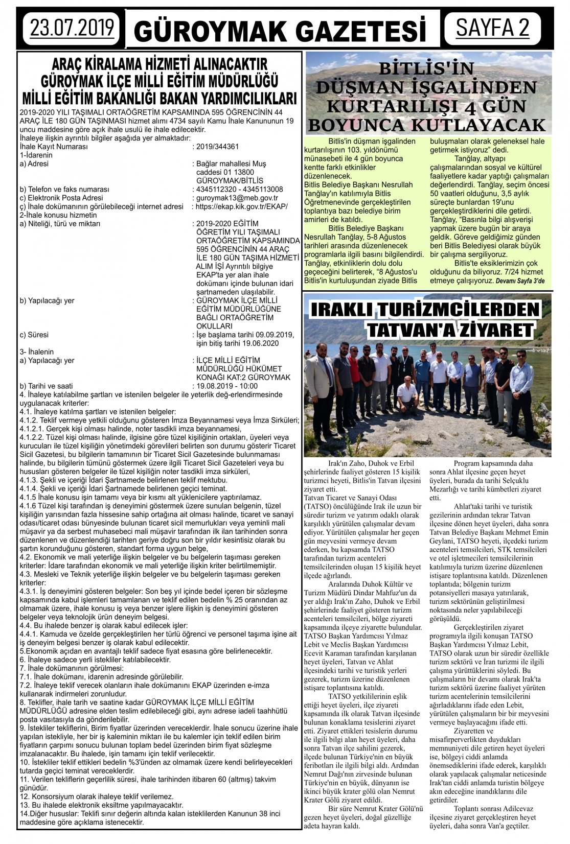 Güroymak Gazetesi 2-1.jpg Sayılı Gazete Küpürü