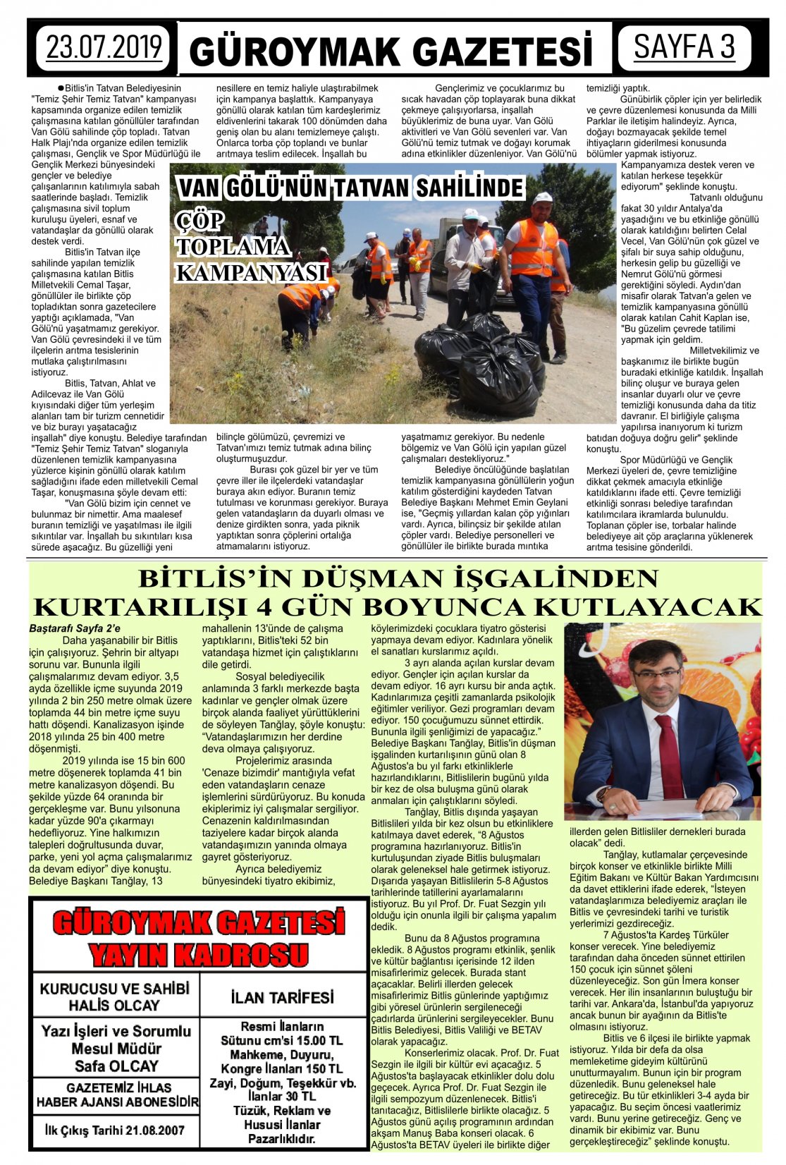 Güroymak Gazetesi 3-1.jpg Sayılı Gazete Küpürü