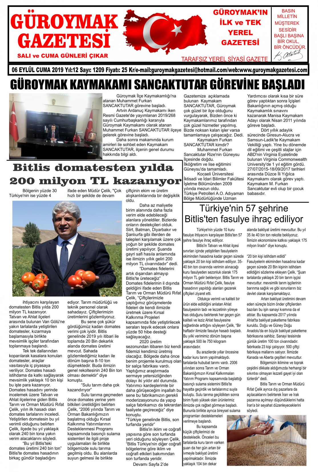 Güroymak Gazetesi 1-1.jpg Sayılı Gazete Küpürü