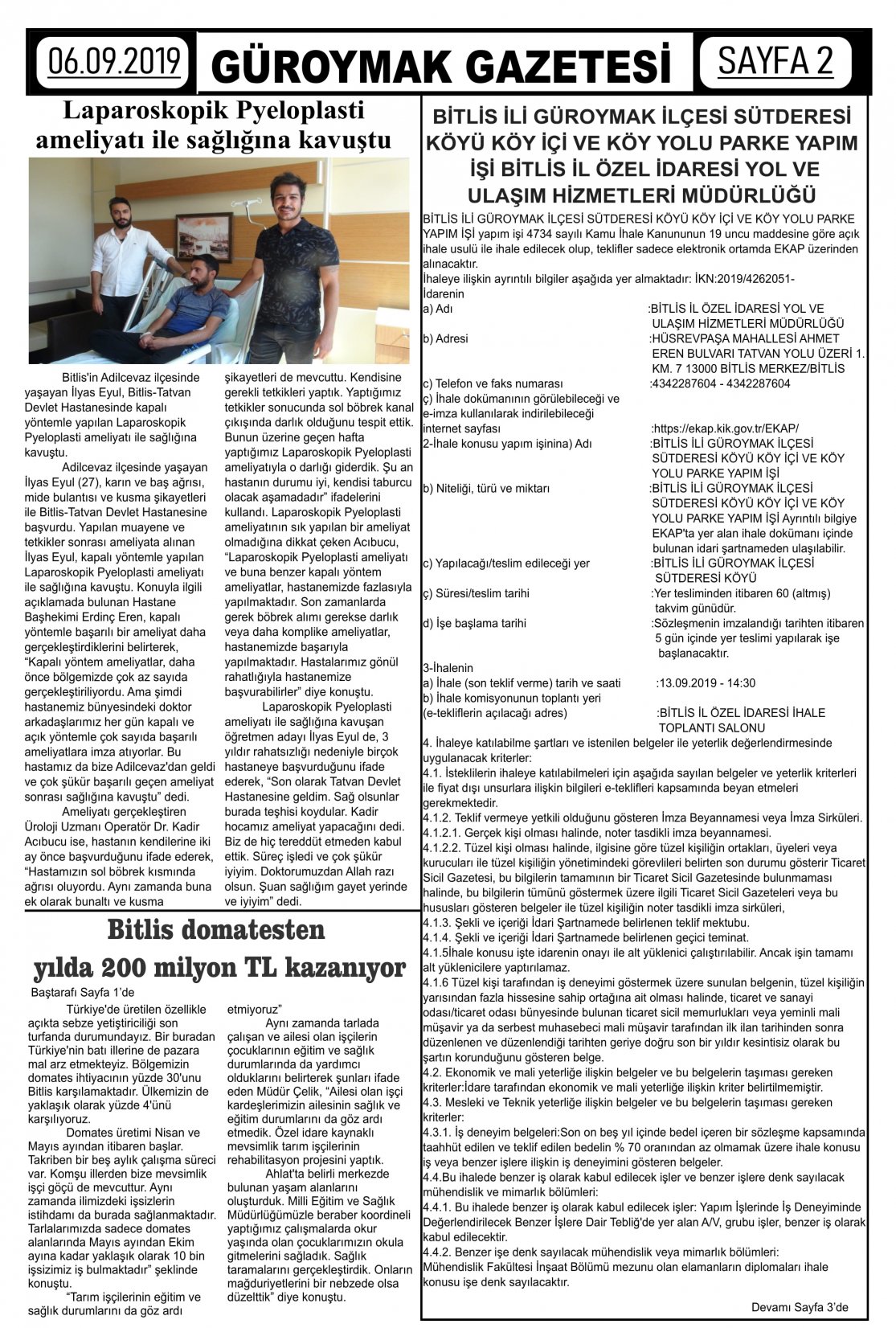Güroymak Gazetesi 2-1.jpg Sayılı Gazete Küpürü