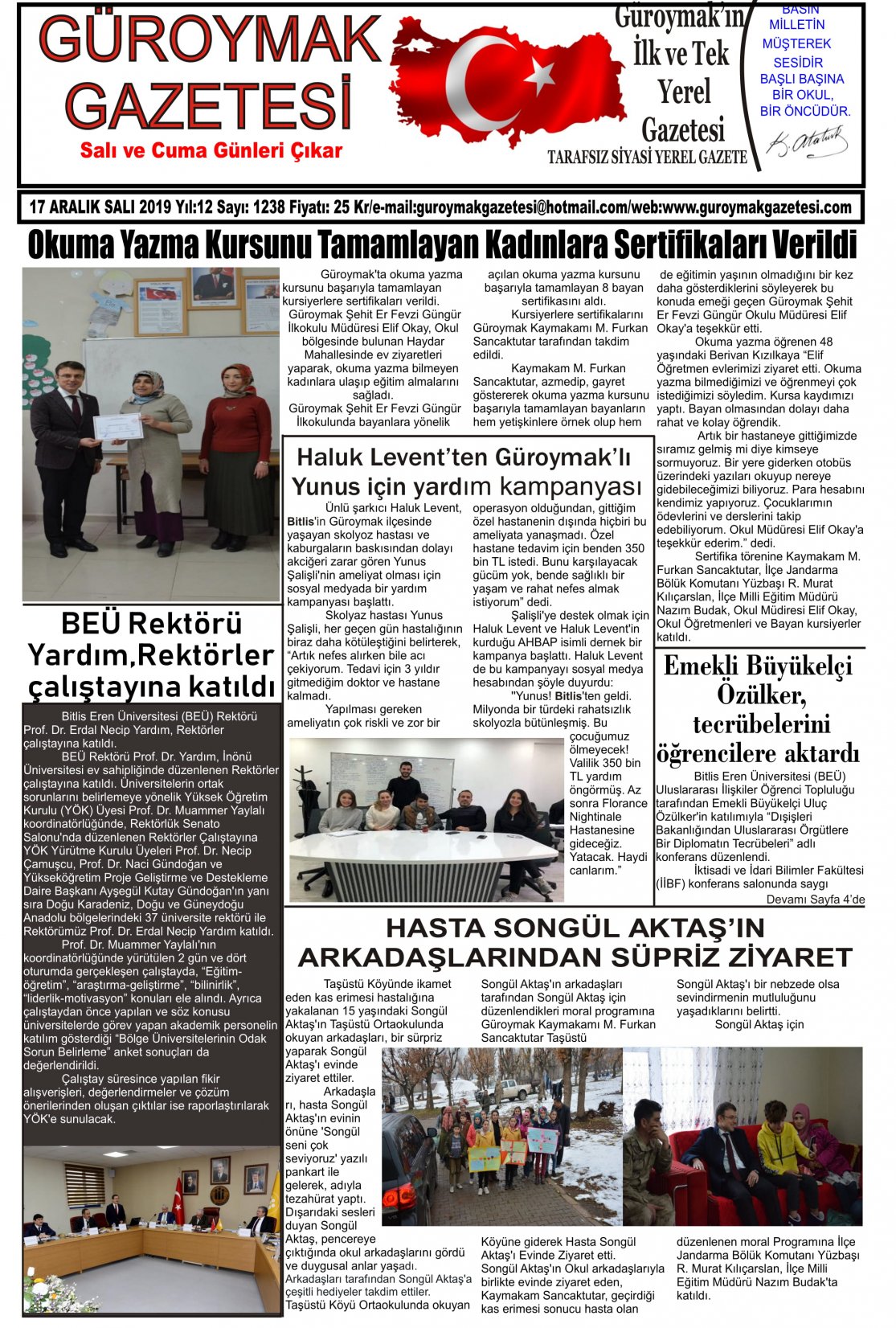 Güroymak Gazetesi 1-1.jpg Sayılı Gazete Küpürü