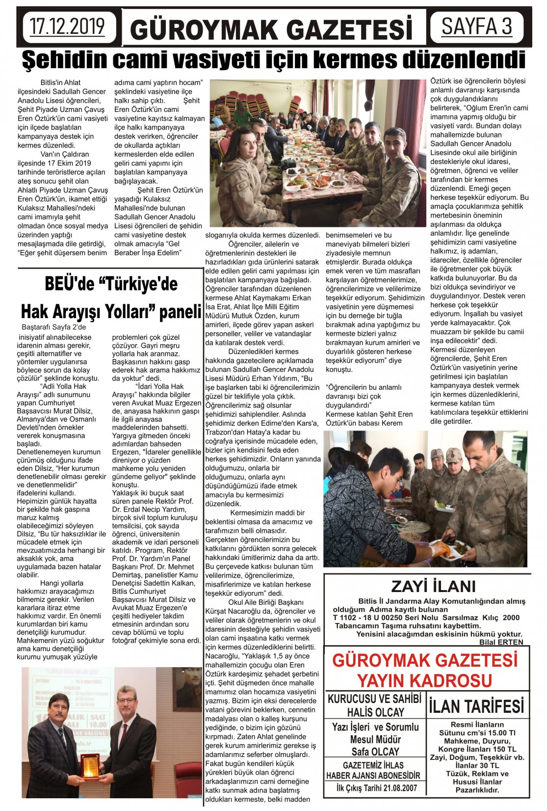 Güroymak Gazetesi 3-1.jpg Sayılı Gazete Küpürü