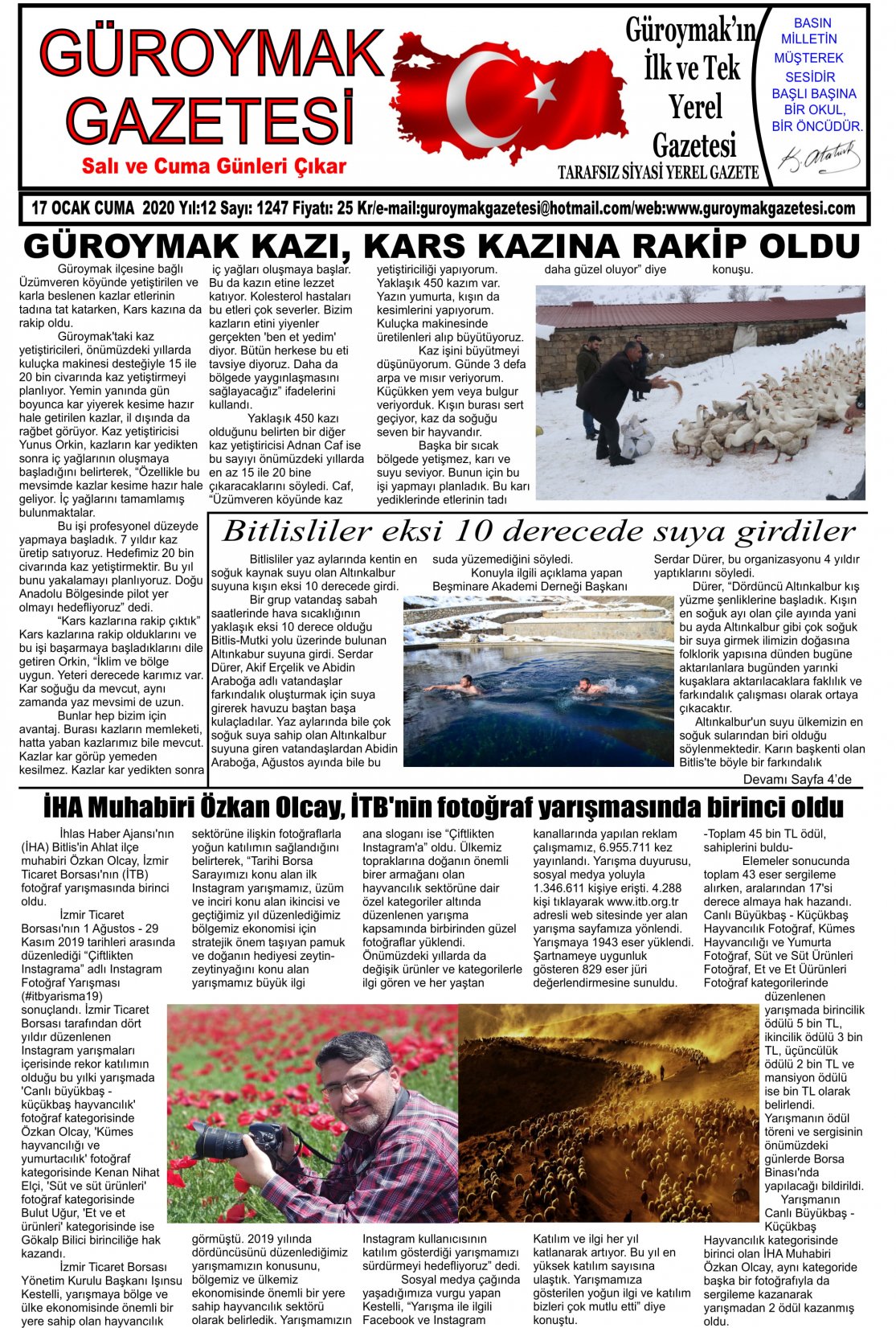 Güroymak Gazetesi 1-1.jpg Sayılı Gazete Küpürü