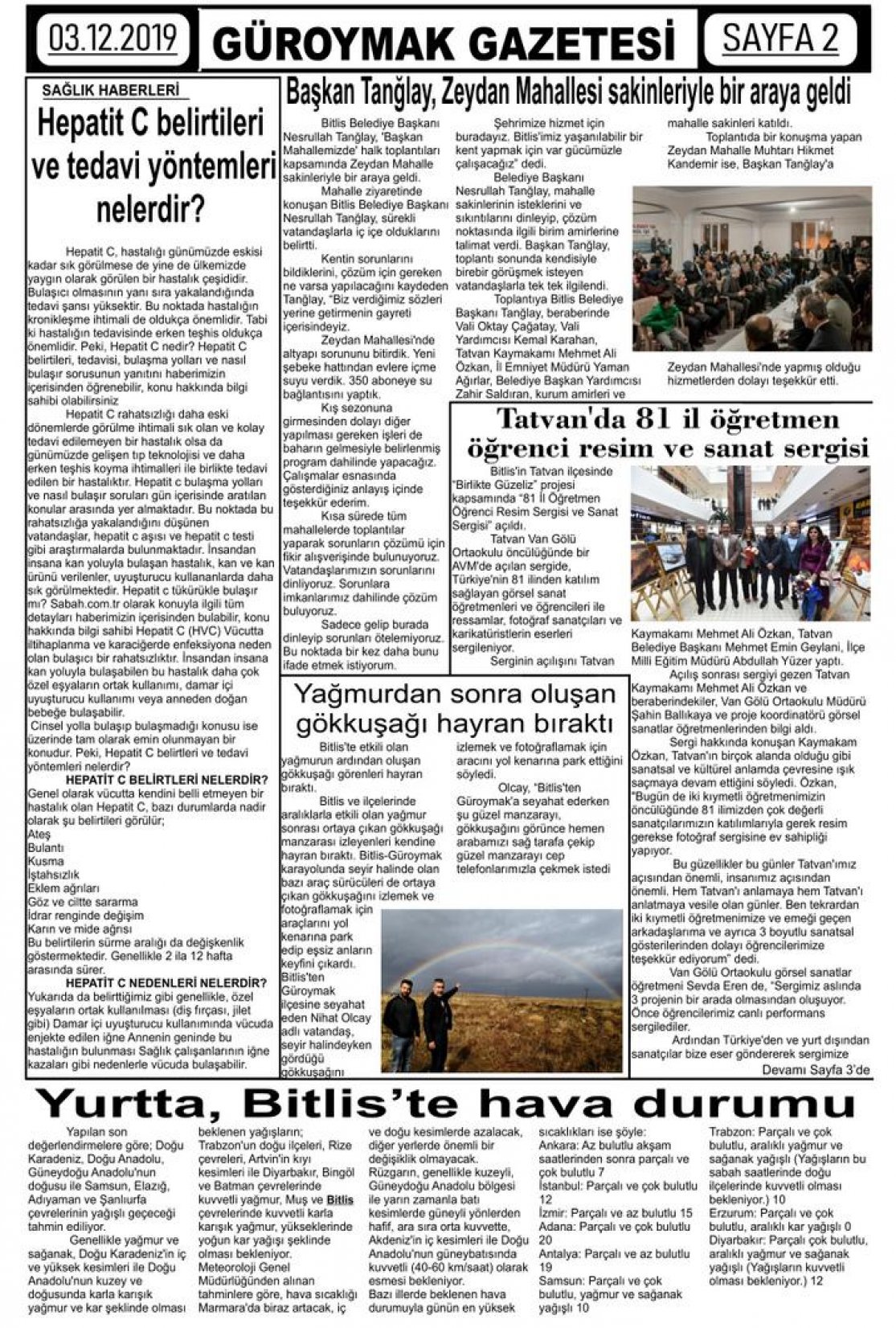 Güroymak Gazetesi  Sayılı Gazete Küpürü