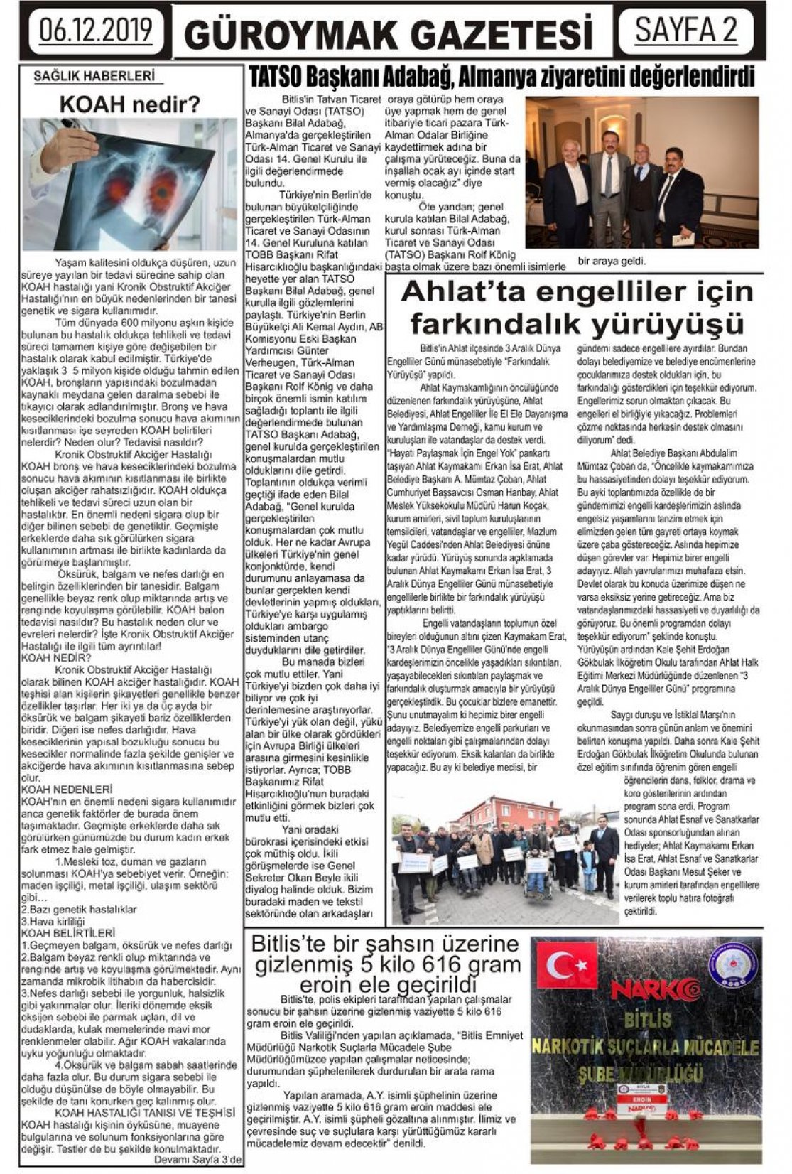 Güroymak Gazetesi  Sayılı Gazete Küpürü