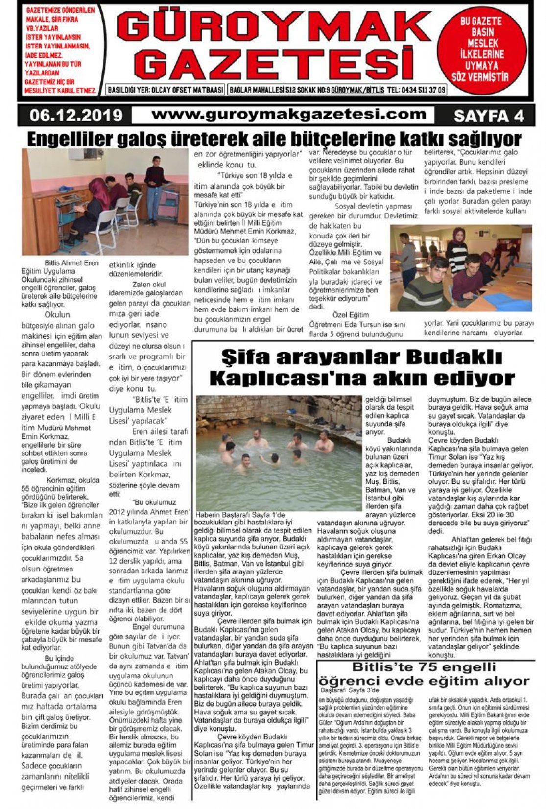 Güroymak Gazetesi  Sayılı Gazete Küpürü
