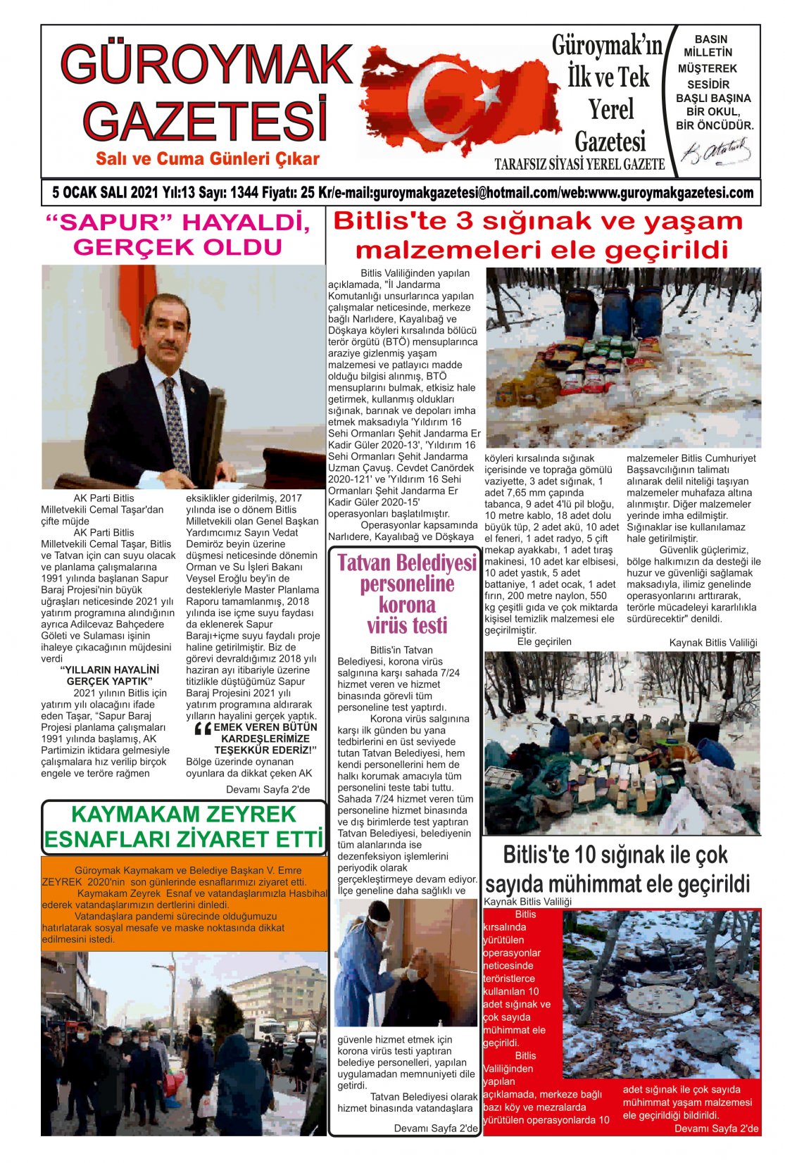 Güroymak Gazetesi 1-1.jpg Sayılı Gazete Küpürü