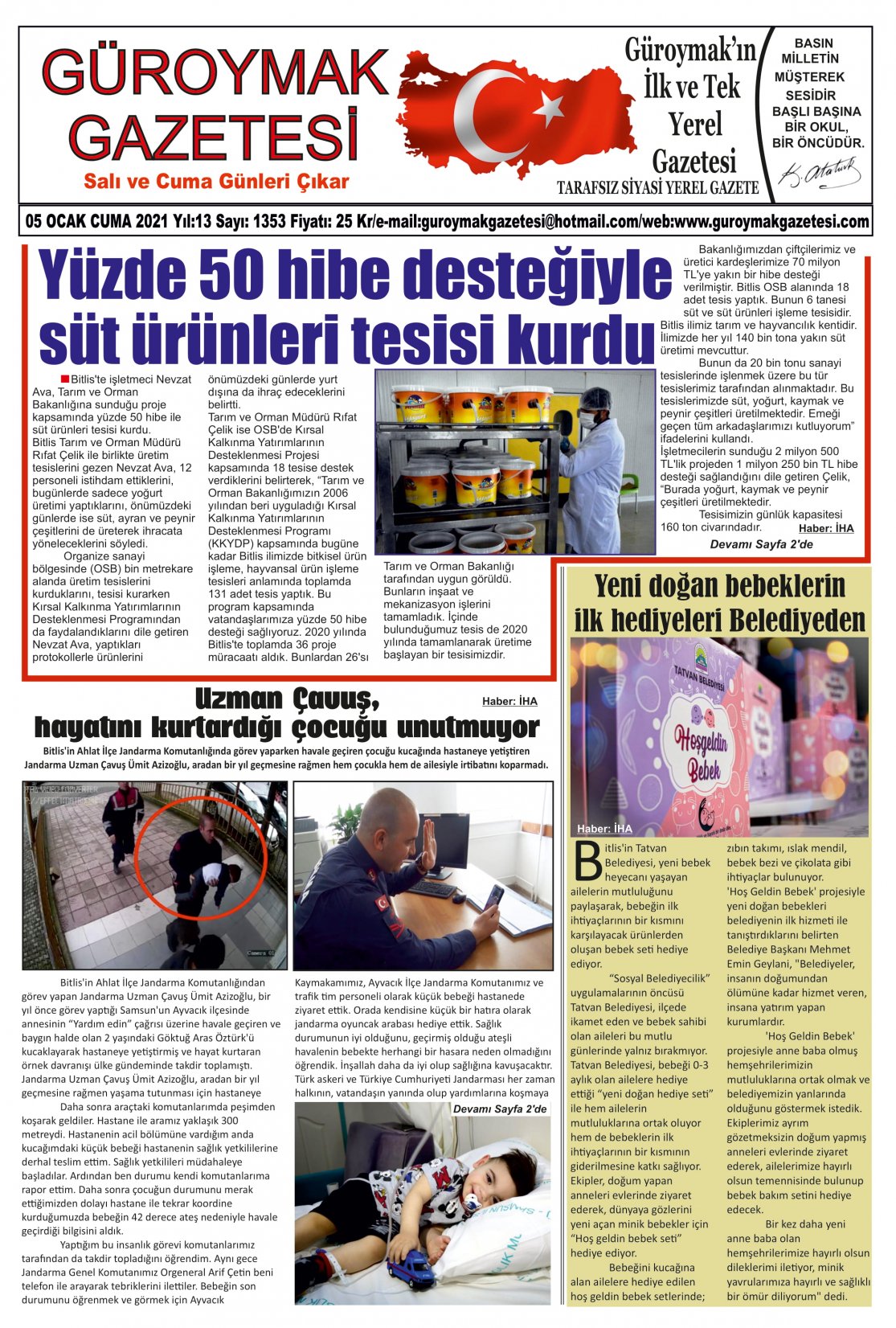 Güroymak Gazetesi 1-1.jpg Sayılı Gazete Küpürü