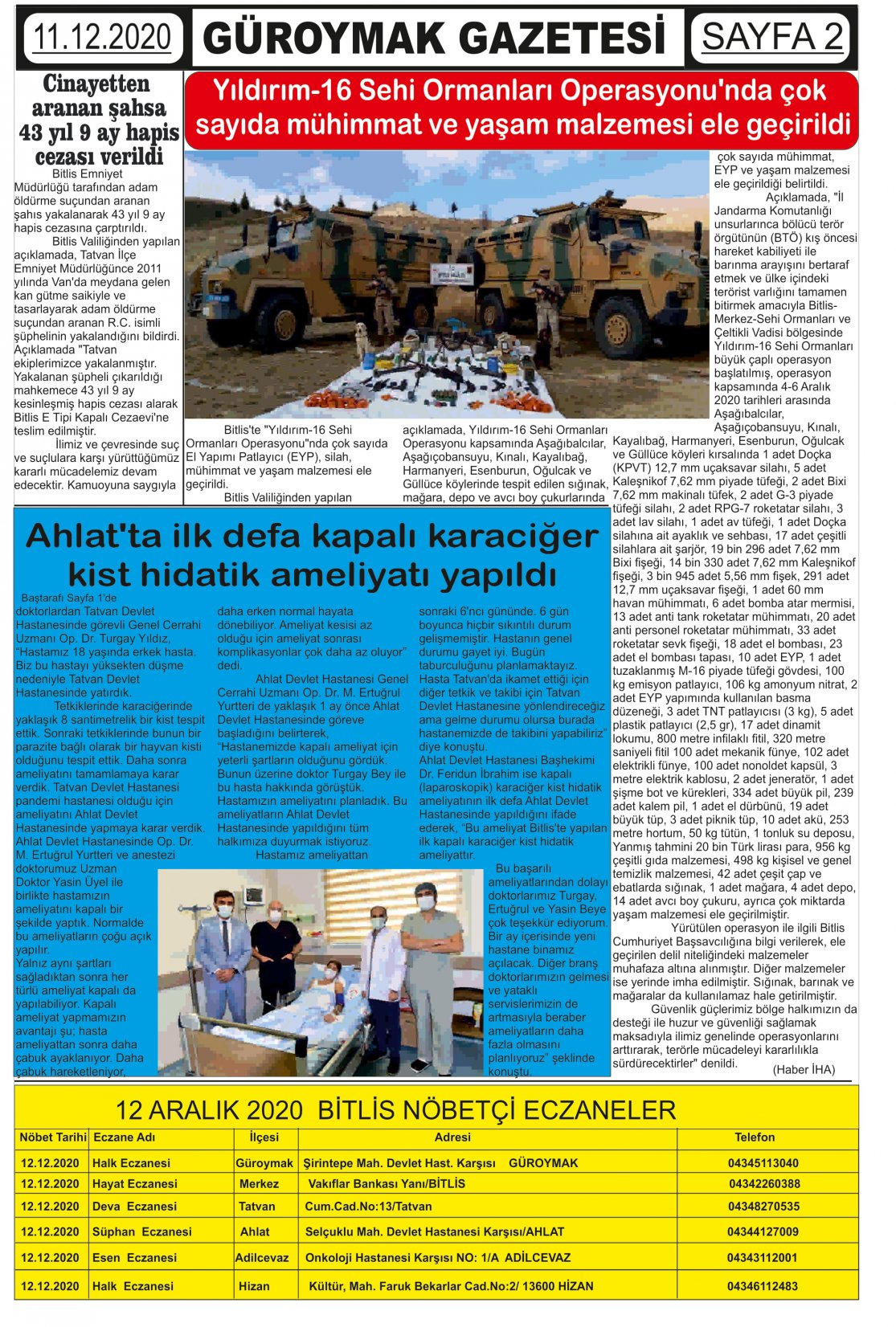Güroymak Gazetesi  Sayılı Gazete Küpürü