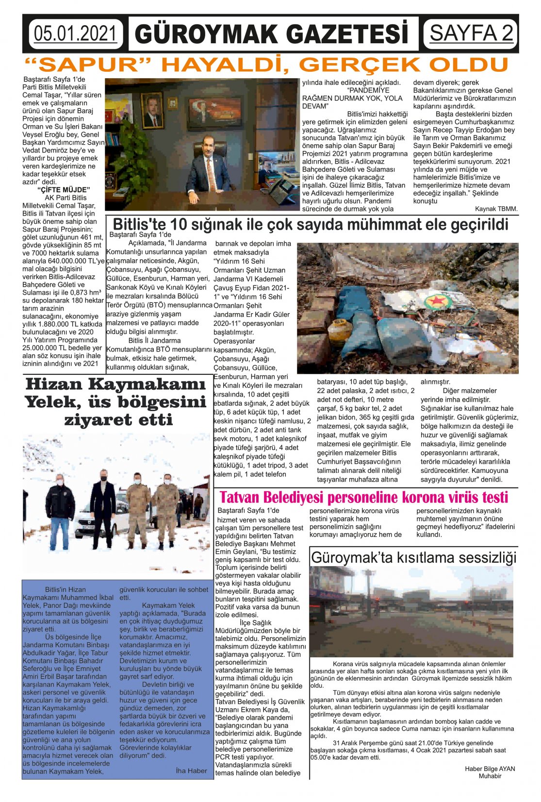 Güroymak Gazetesi  Sayılı Gazete Küpürü