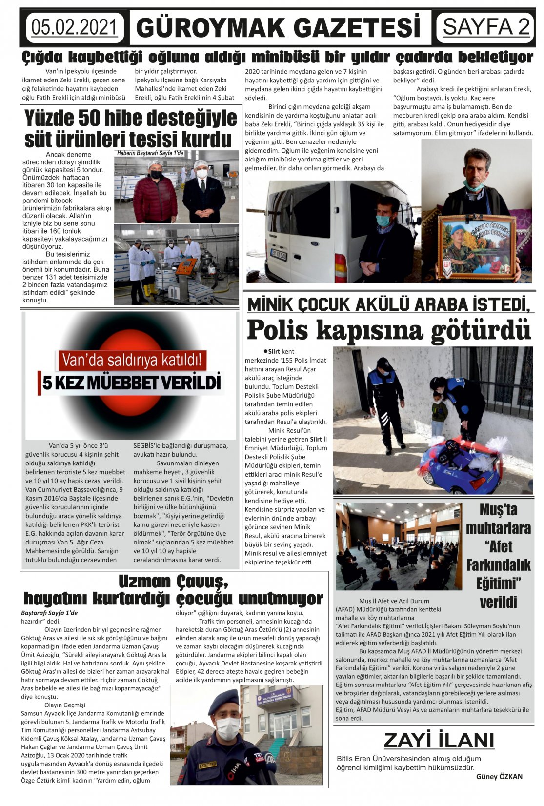 Güroymak Gazetesi  Sayılı Gazete Küpürü