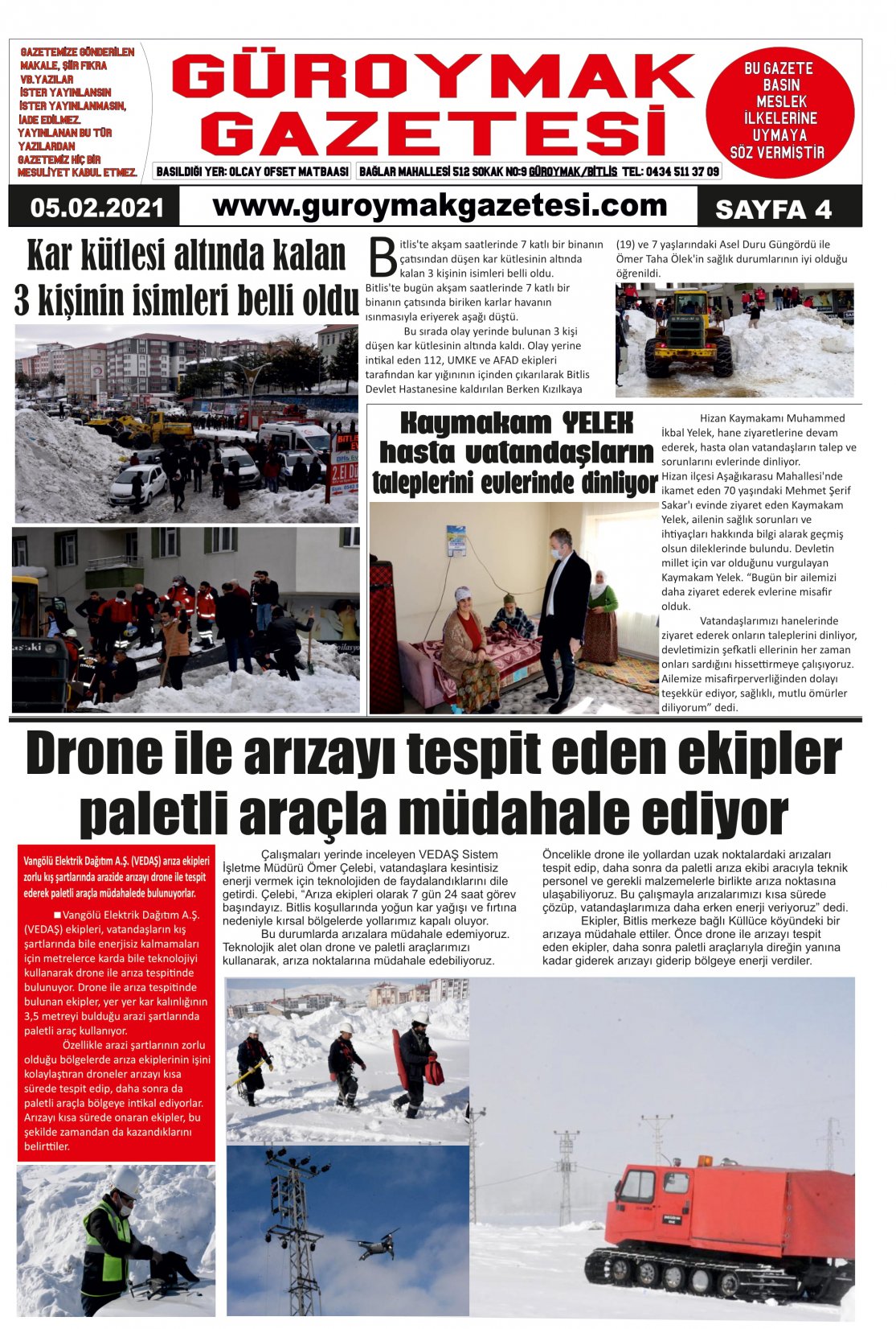 Güroymak Gazetesi  Sayılı Gazete Küpürü