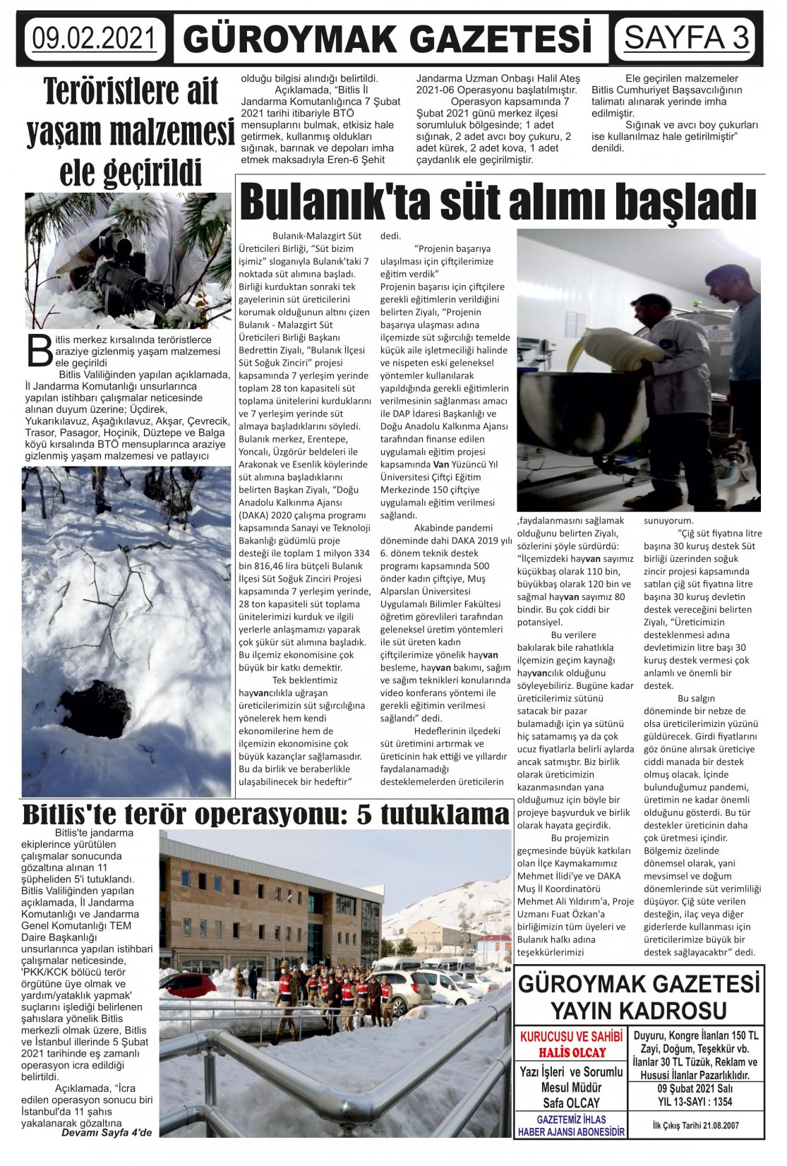 Güroymak Gazetesi  Sayılı Gazete Küpürü