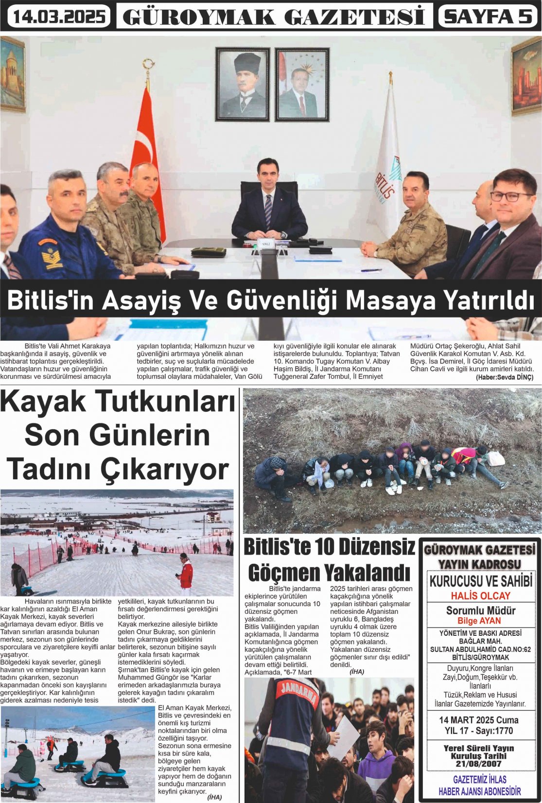 Güroymak Gazetesi 5.jpg Sayılı Gazete Küpürü