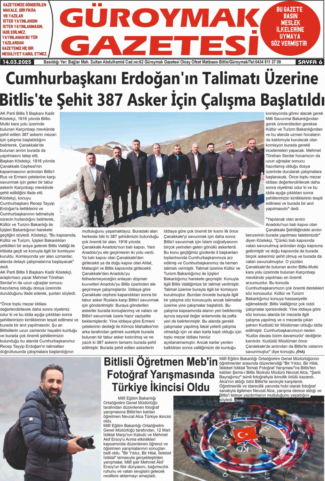 Güroymak Gazetesi 6.jpg Sayılı Gazete Küpürü