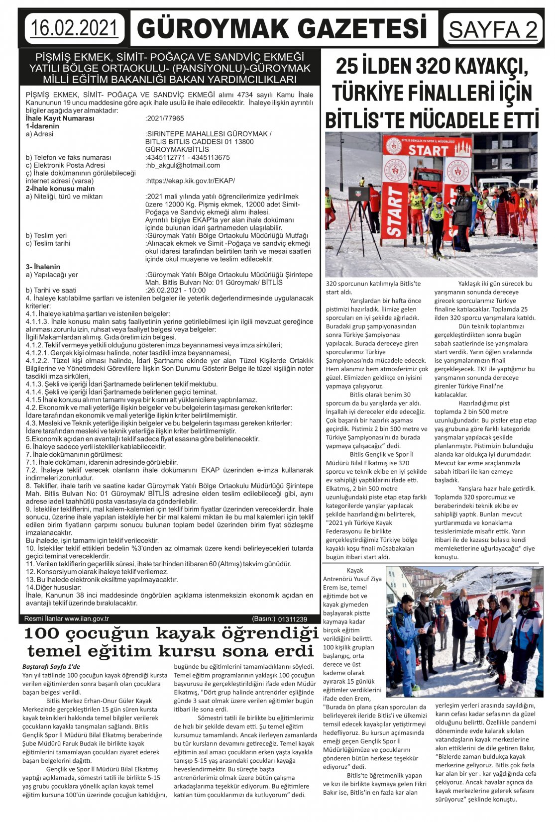 Güroymak Gazetesi  Sayılı Gazete Küpürü