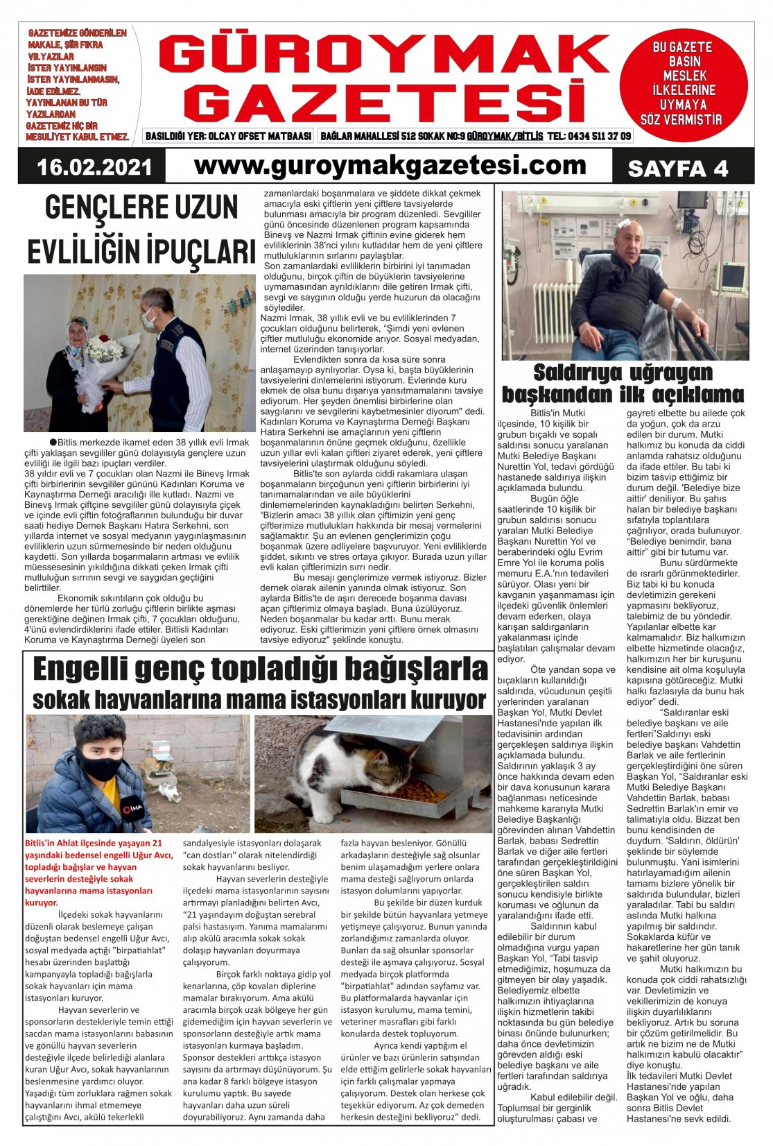 Güroymak Gazetesi  Sayılı Gazete Küpürü