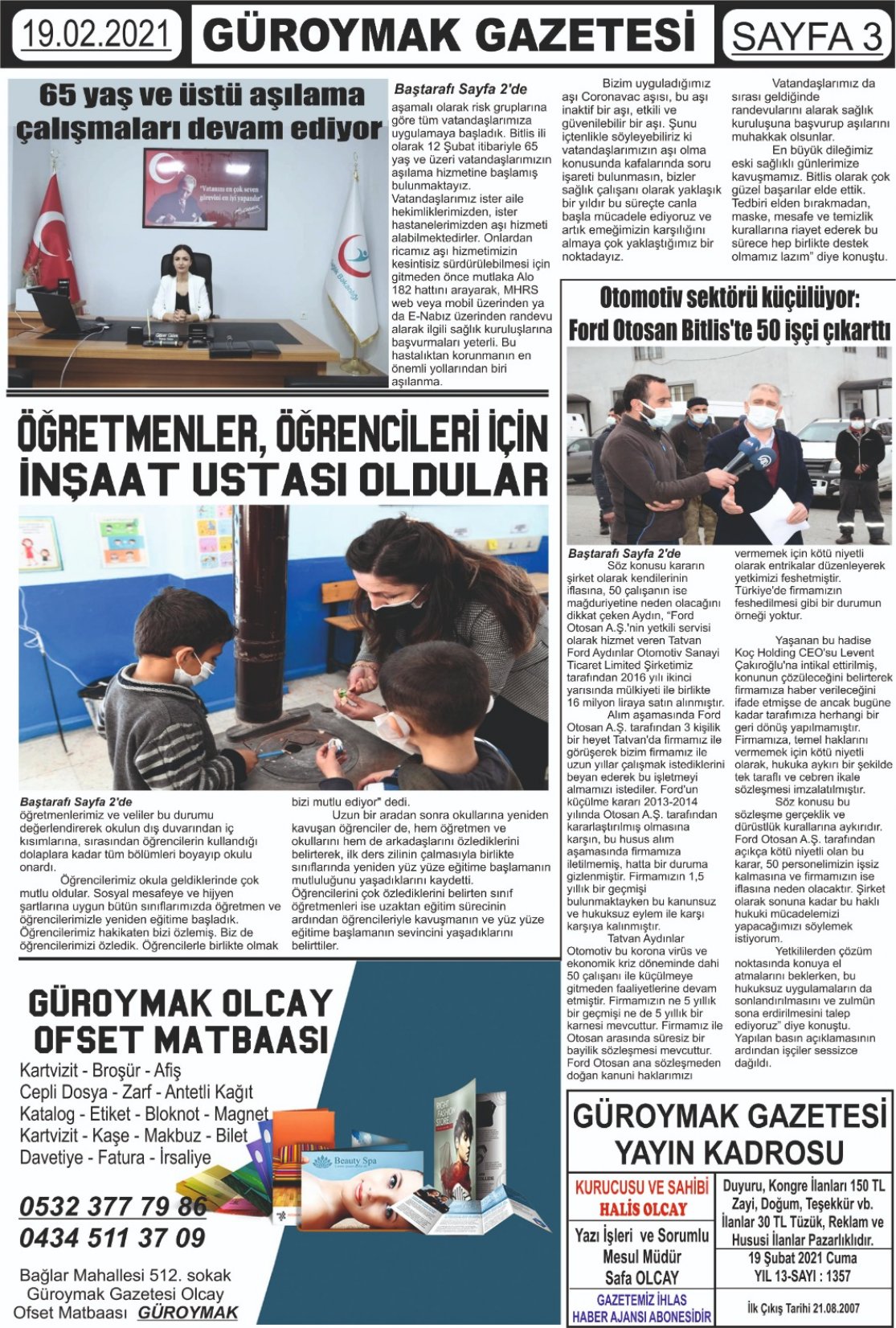 Güroymak Gazetesi  Sayılı Gazete Küpürü