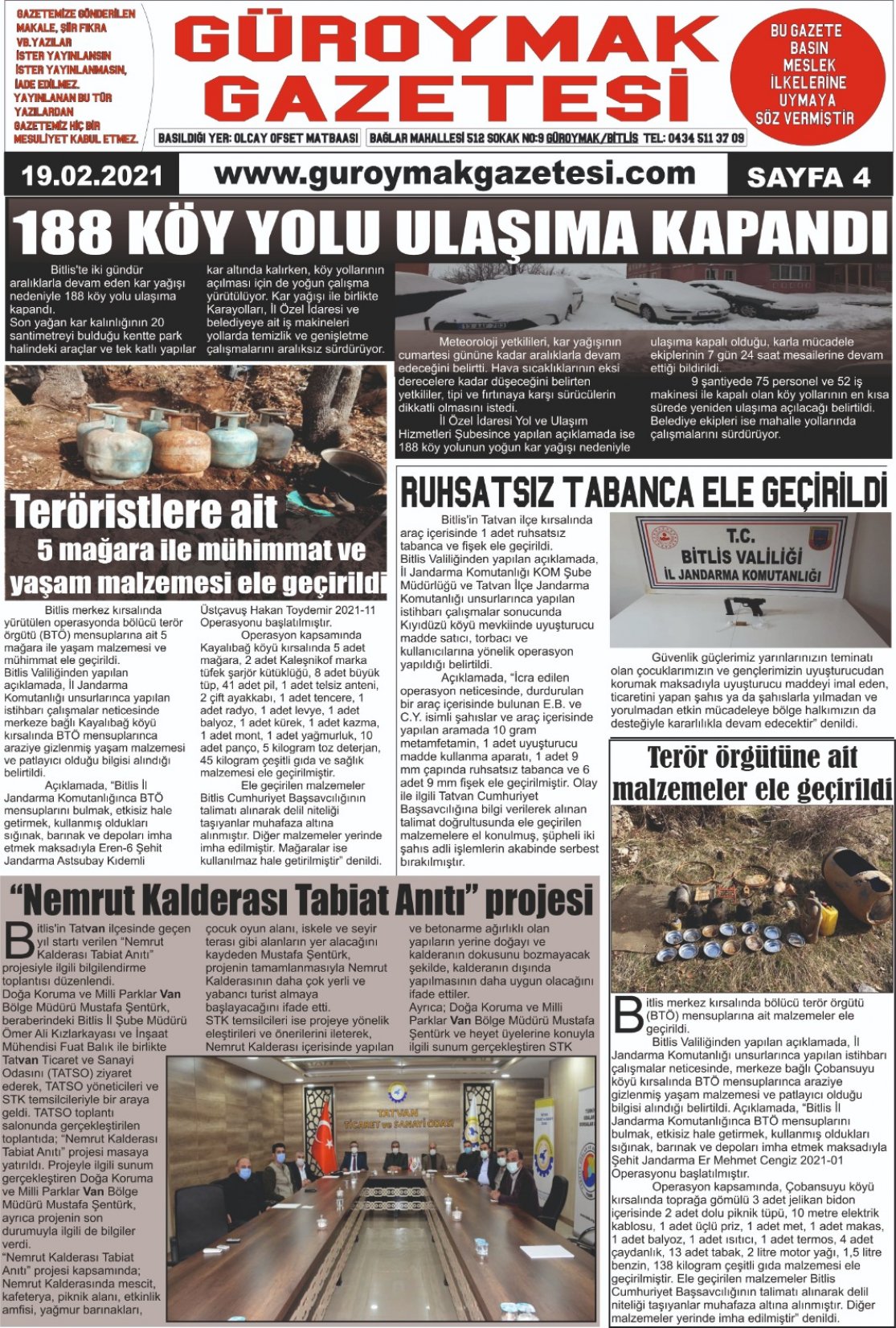 Güroymak Gazetesi  Sayılı Gazete Küpürü