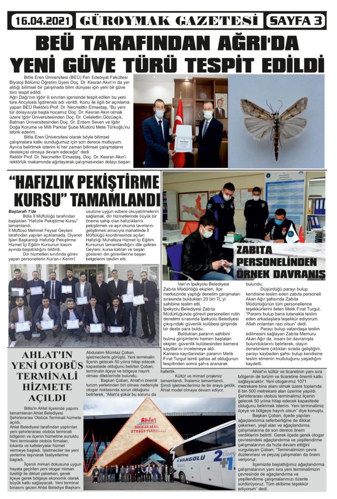 Güroymak Gazetesi  Sayılı Gazete Küpürü