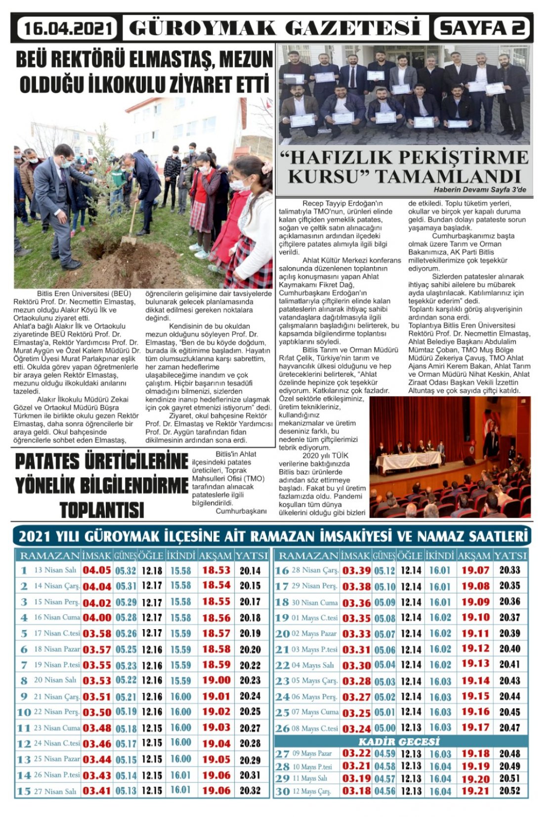 Güroymak Gazetesi  Sayılı Gazete Küpürü
