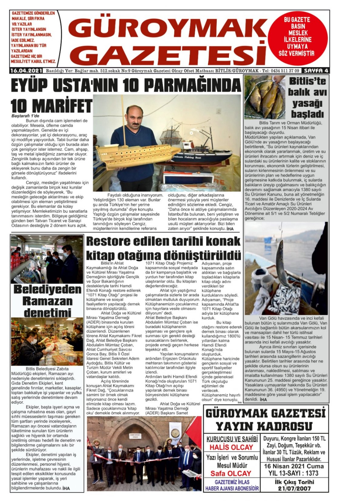 Güroymak Gazetesi  Sayılı Gazete Küpürü