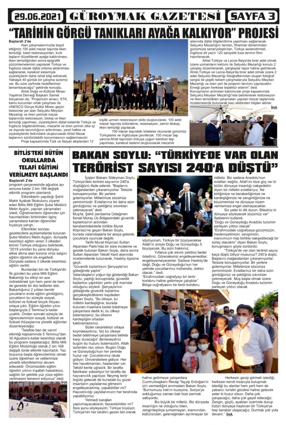 Güroymak Gazetesi  Sayılı Gazete Küpürü