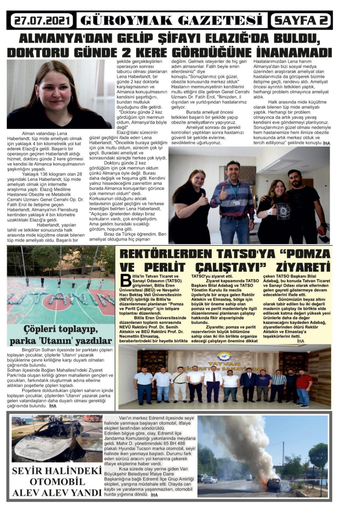 Güroymak Gazetesi  Sayılı Gazete Küpürü