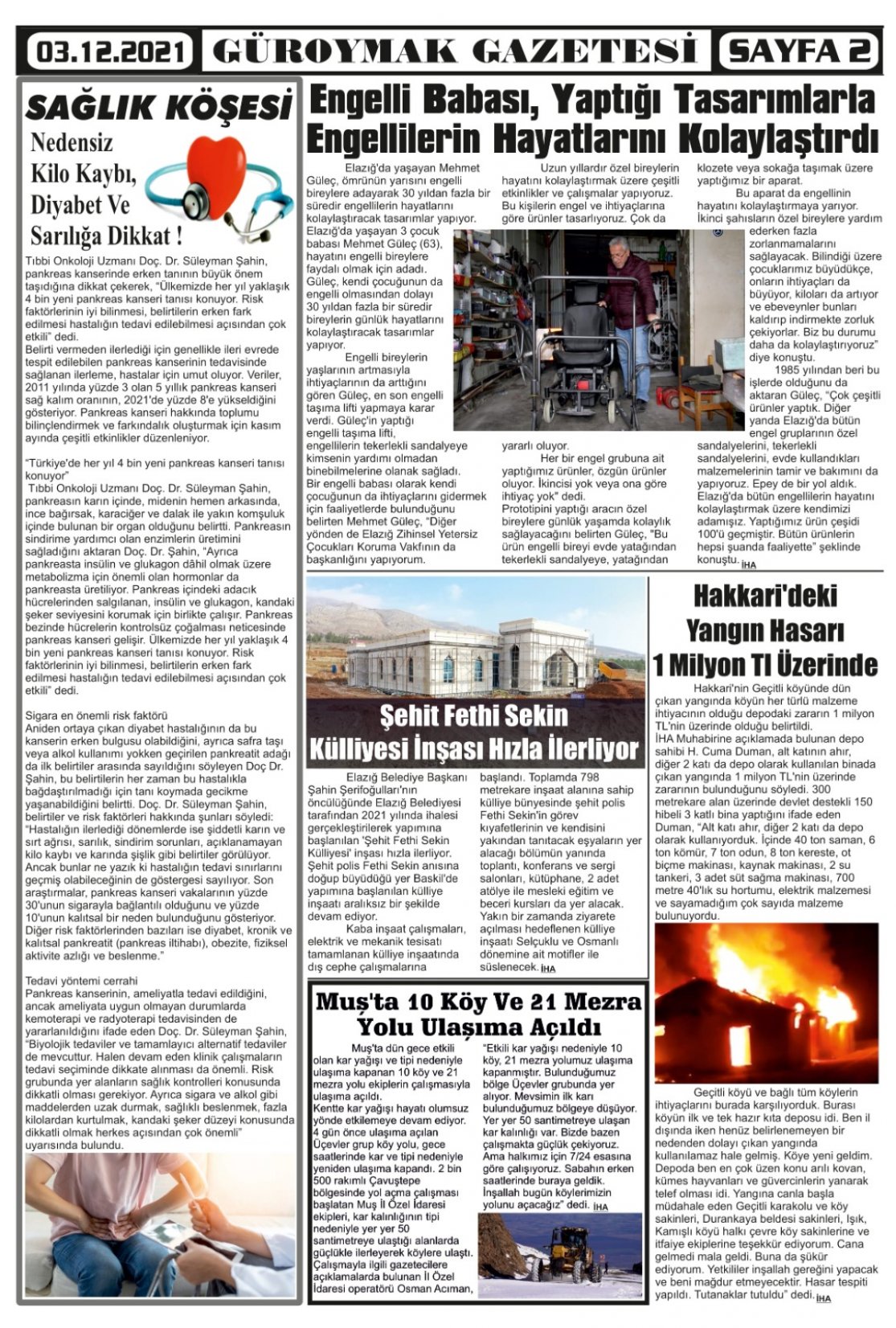 Güroymak Gazetesi  Sayılı Gazete Küpürü