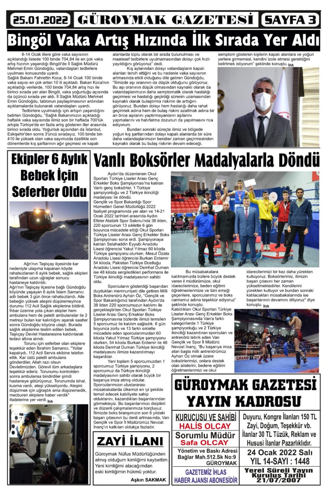 Güroymak Gazetesi  Sayılı Gazete Küpürü