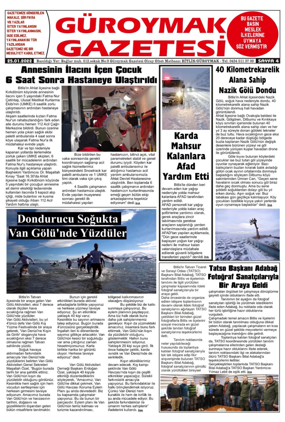 Güroymak Gazetesi  Sayılı Gazete Küpürü