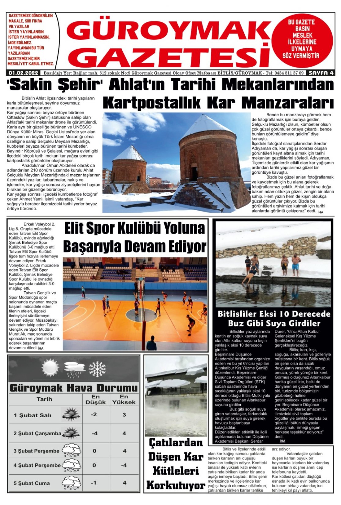 Güroymak Gazetesi  Sayılı Gazete Küpürü