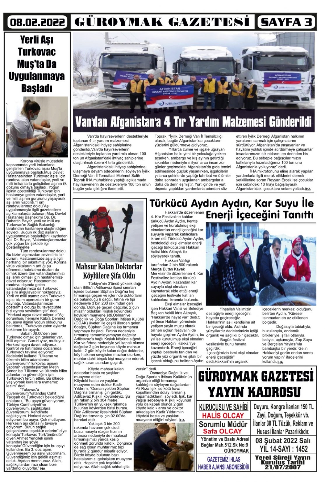 Güroymak Gazetesi  Sayılı Gazete Küpürü