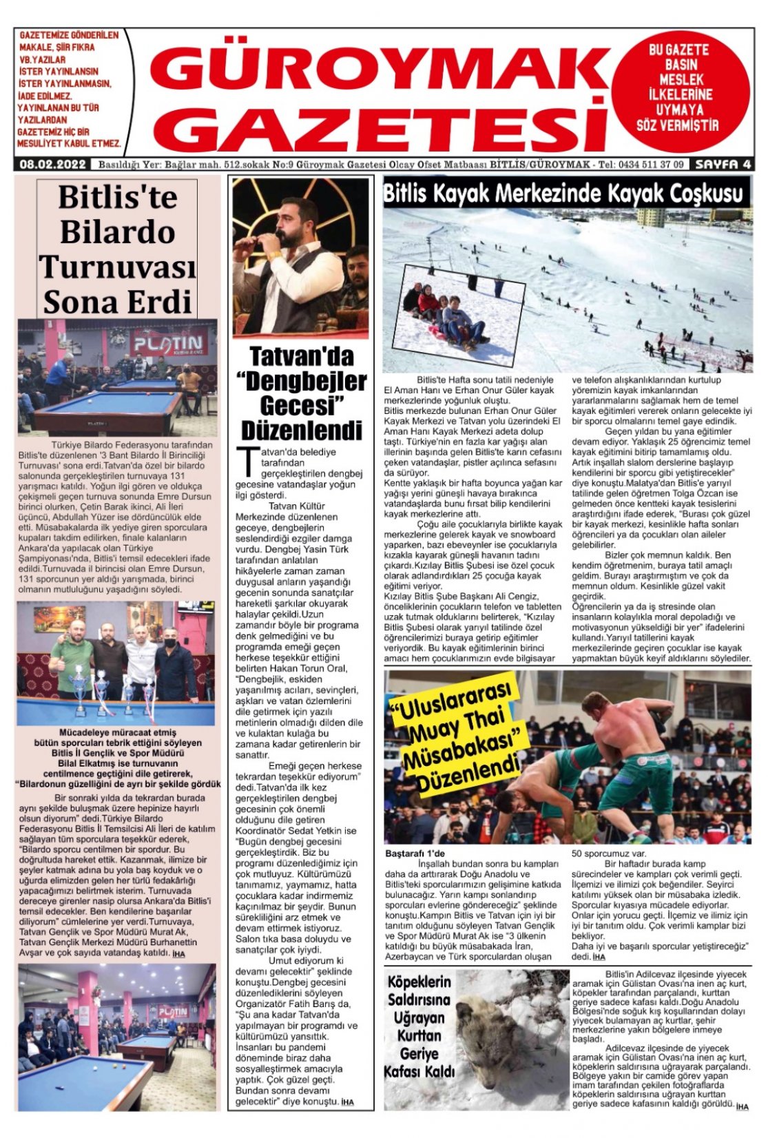 Güroymak Gazetesi  Sayılı Gazete Küpürü