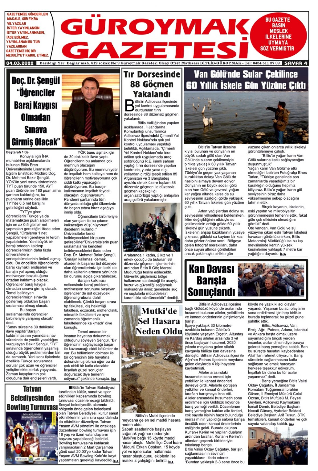 Güroymak Gazetesi  Sayılı Gazete Küpürü