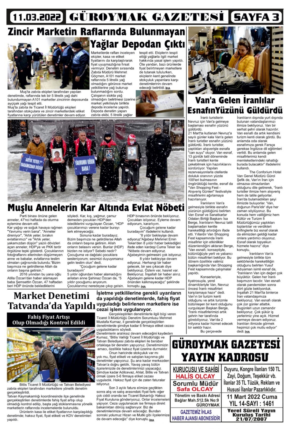 Güroymak Gazetesi  Sayılı Gazete Küpürü
